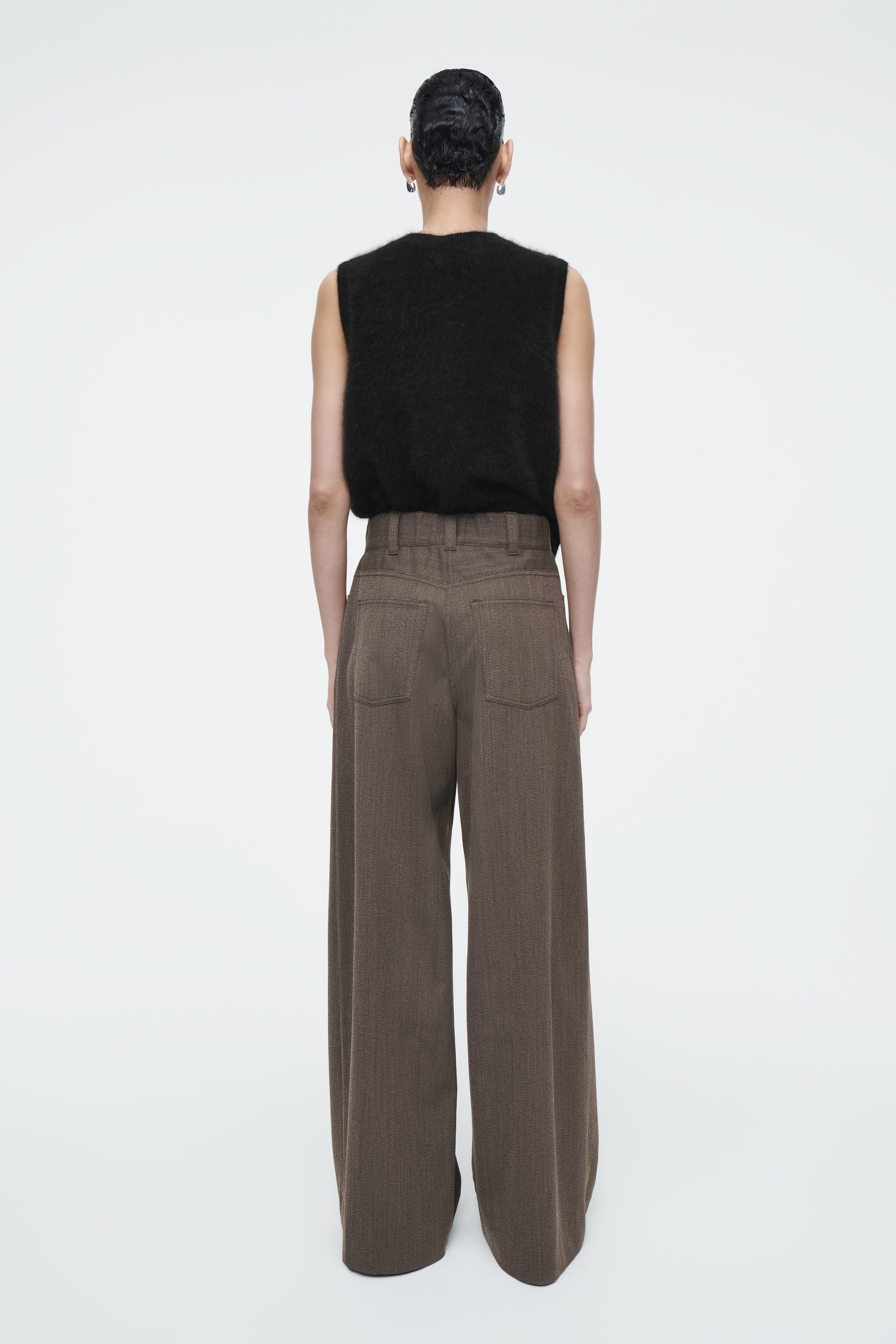 【SCENERITY】Wool Semi wide slacks Italian Wool-Blend Twill High-Rise Trouser in Pants & Shorts