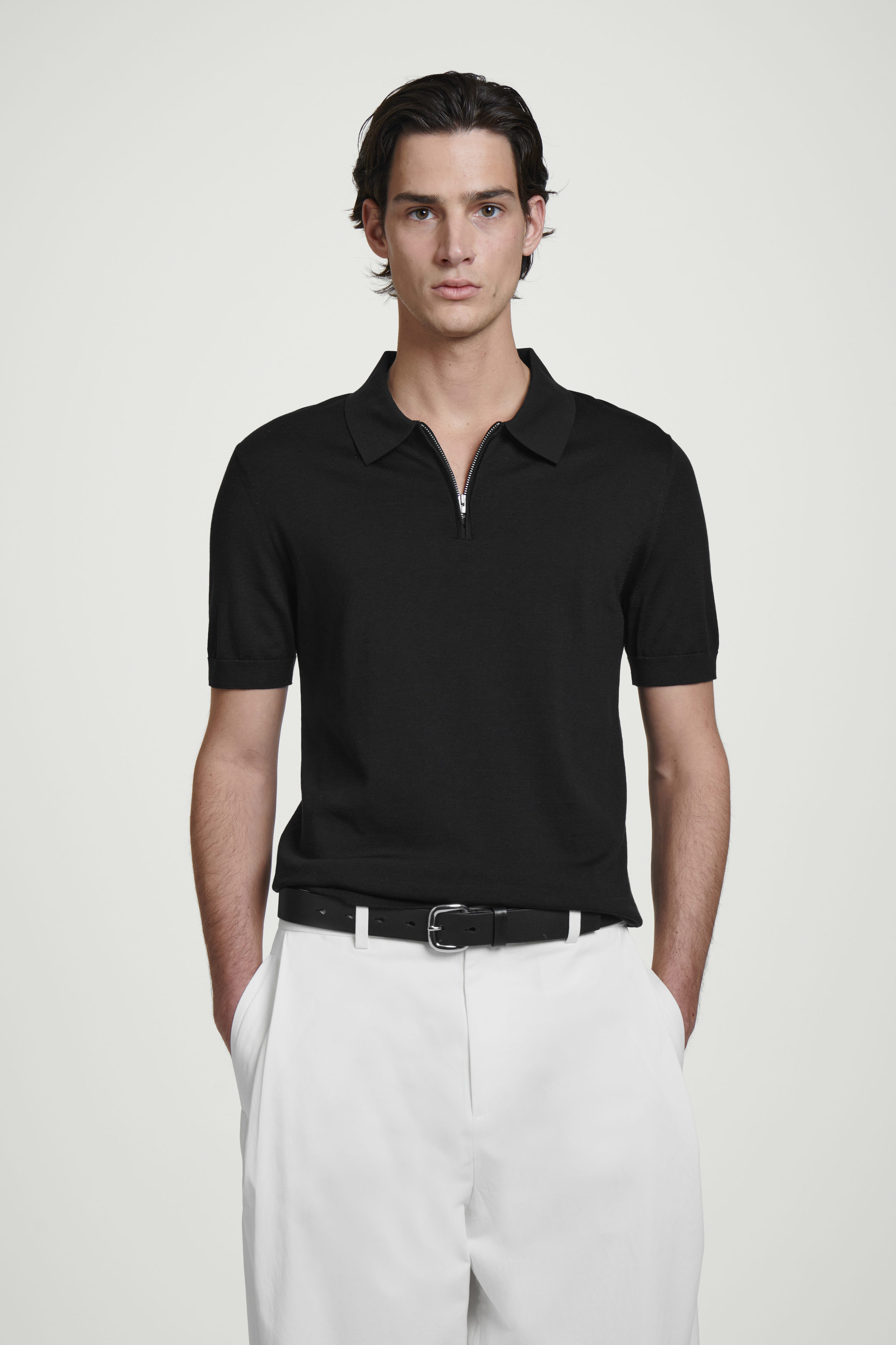 トップス Kumpu Knit Polo SLIM KNITTED SILK ZIPUP POLO SHIRT - MOLE | COS
