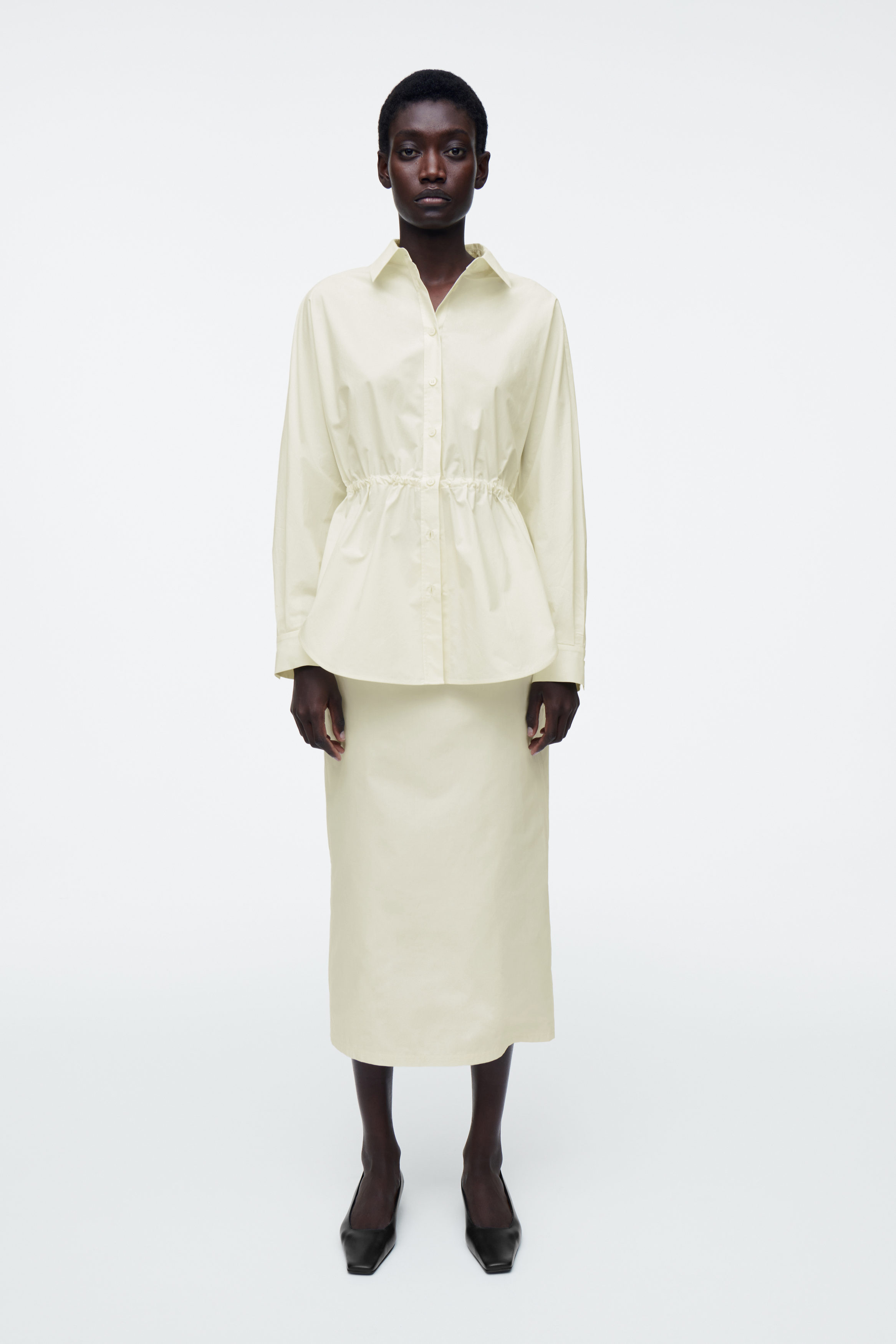 DRAWSTRING-WAIST SHIRT - BUTTERMILK | COS