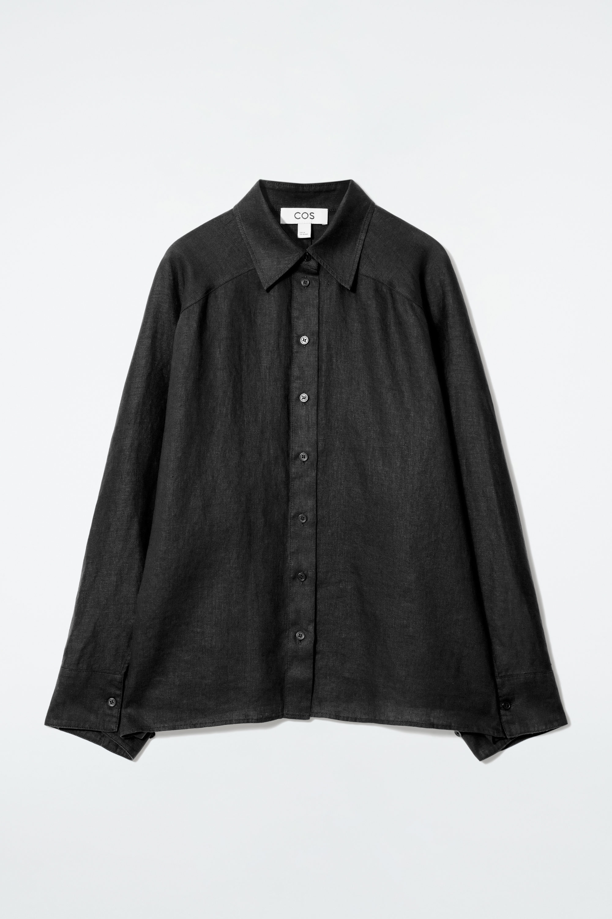 BOXY LINEN SHIRT - BLACK