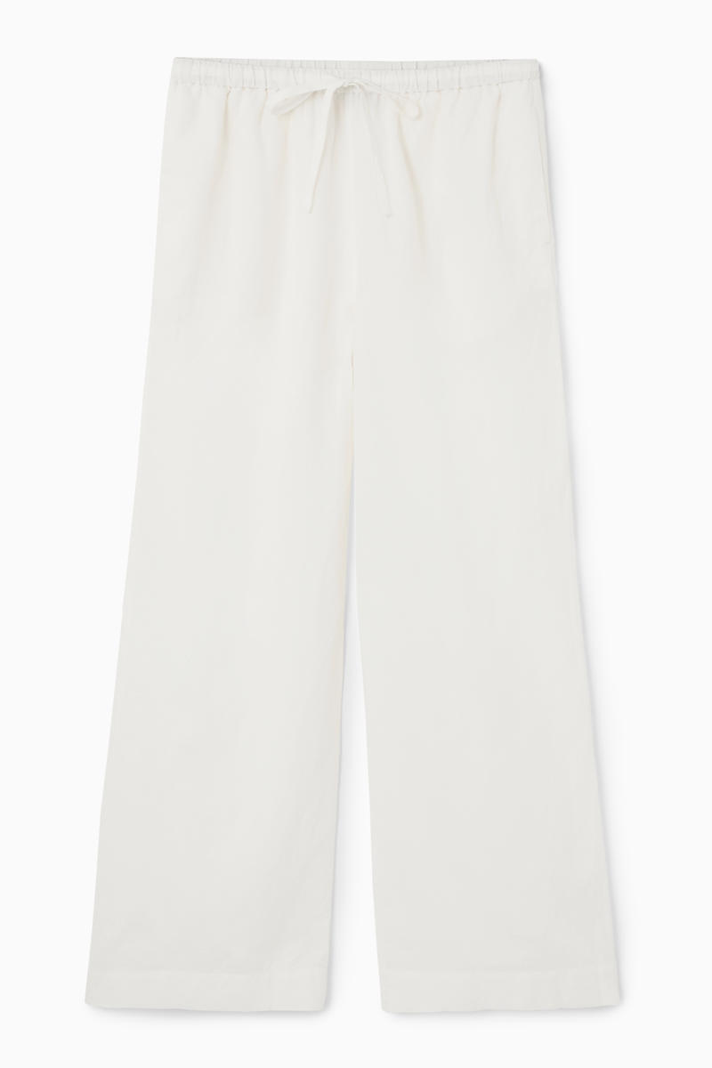 Wide-Leg Linen Drawstring Trousers