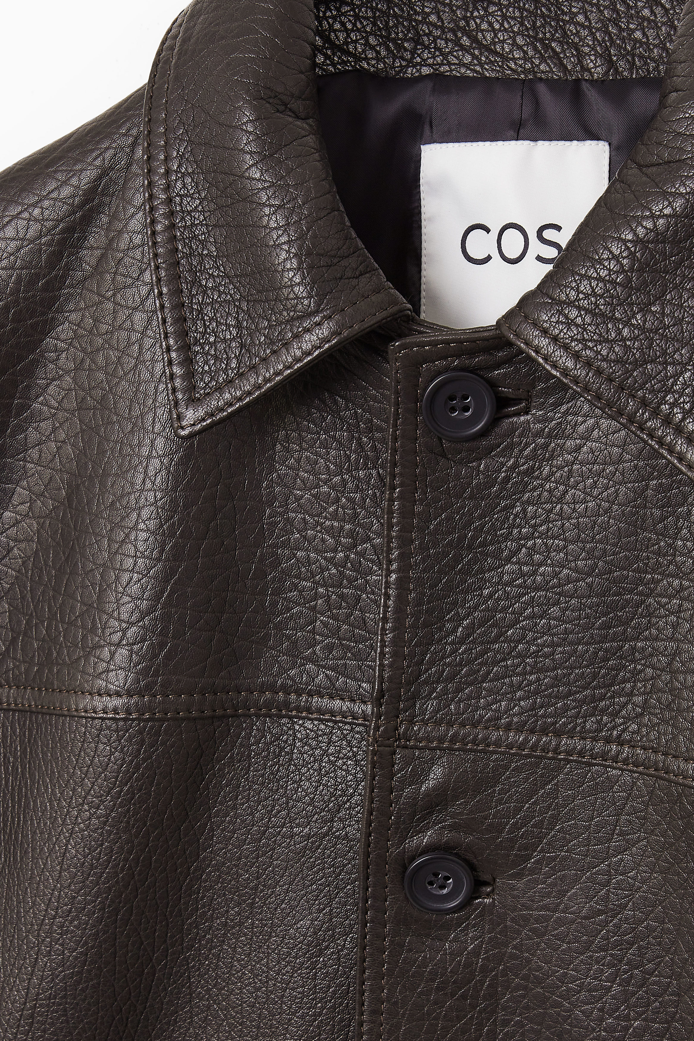 ジャケット・アウター COS COLLARED GRAINED-LEATHER JACKET COS Collared Grained-Leather Jacket | endource