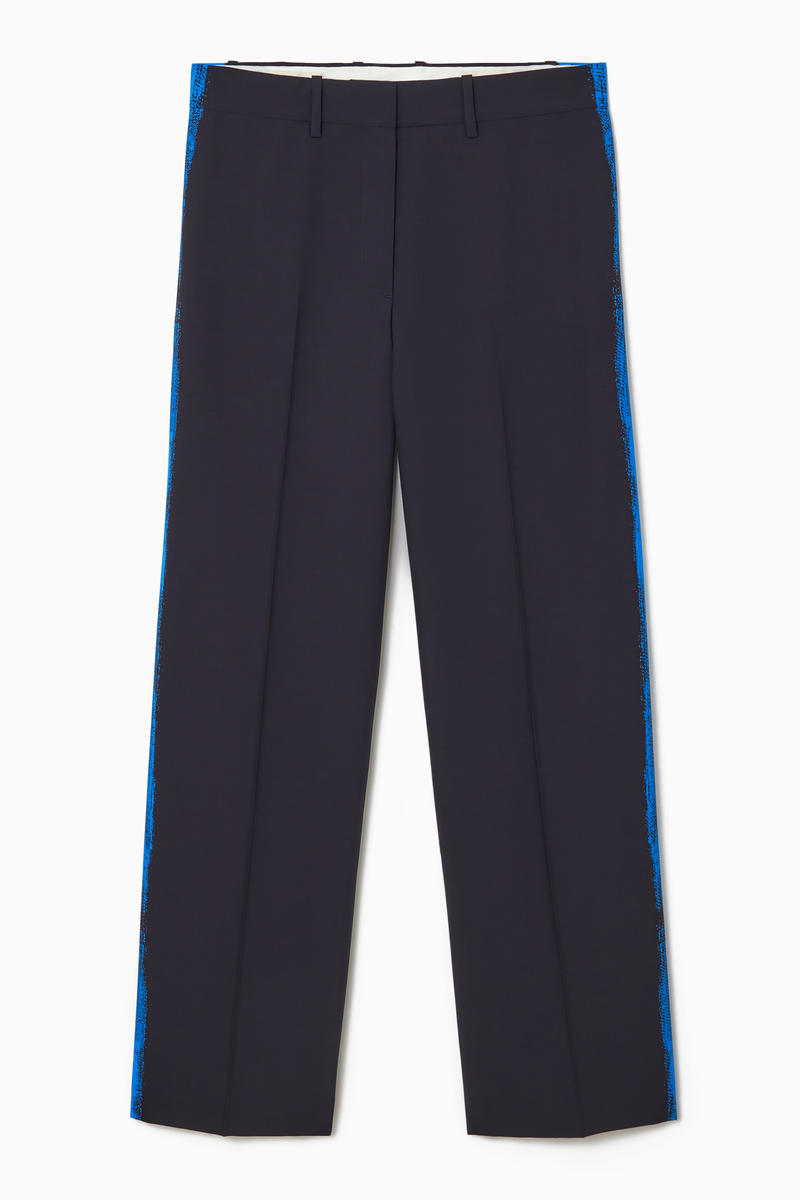 Painted Wool Straight-Leg Trousers in Blue