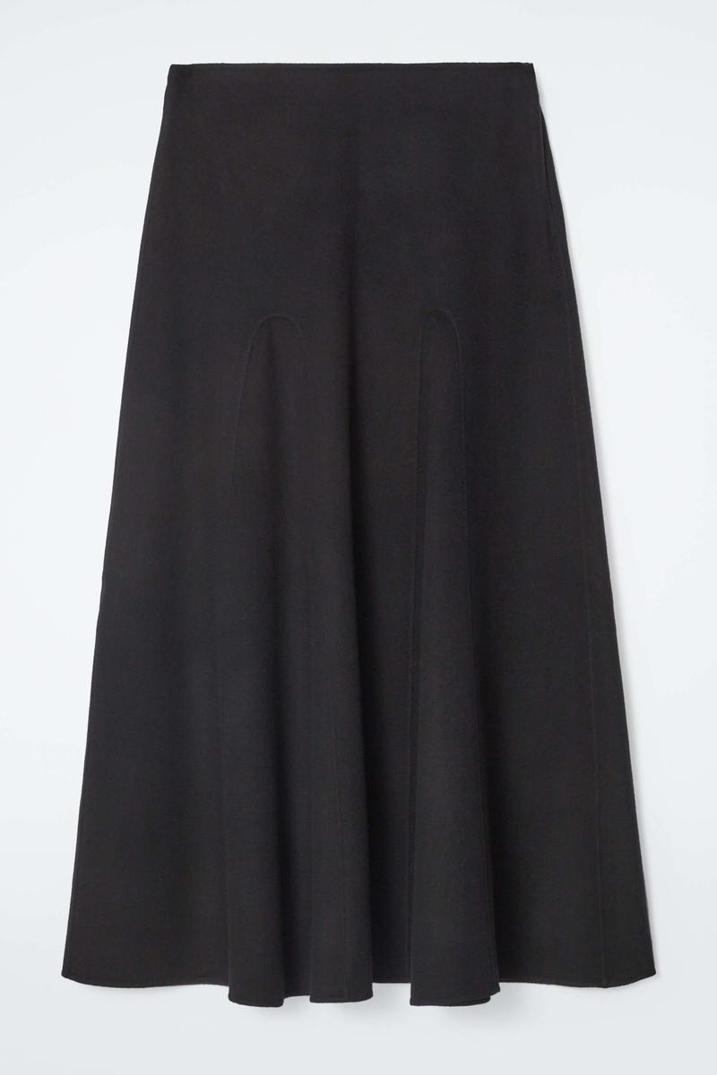 Double-Faced Wool Midi Skirt