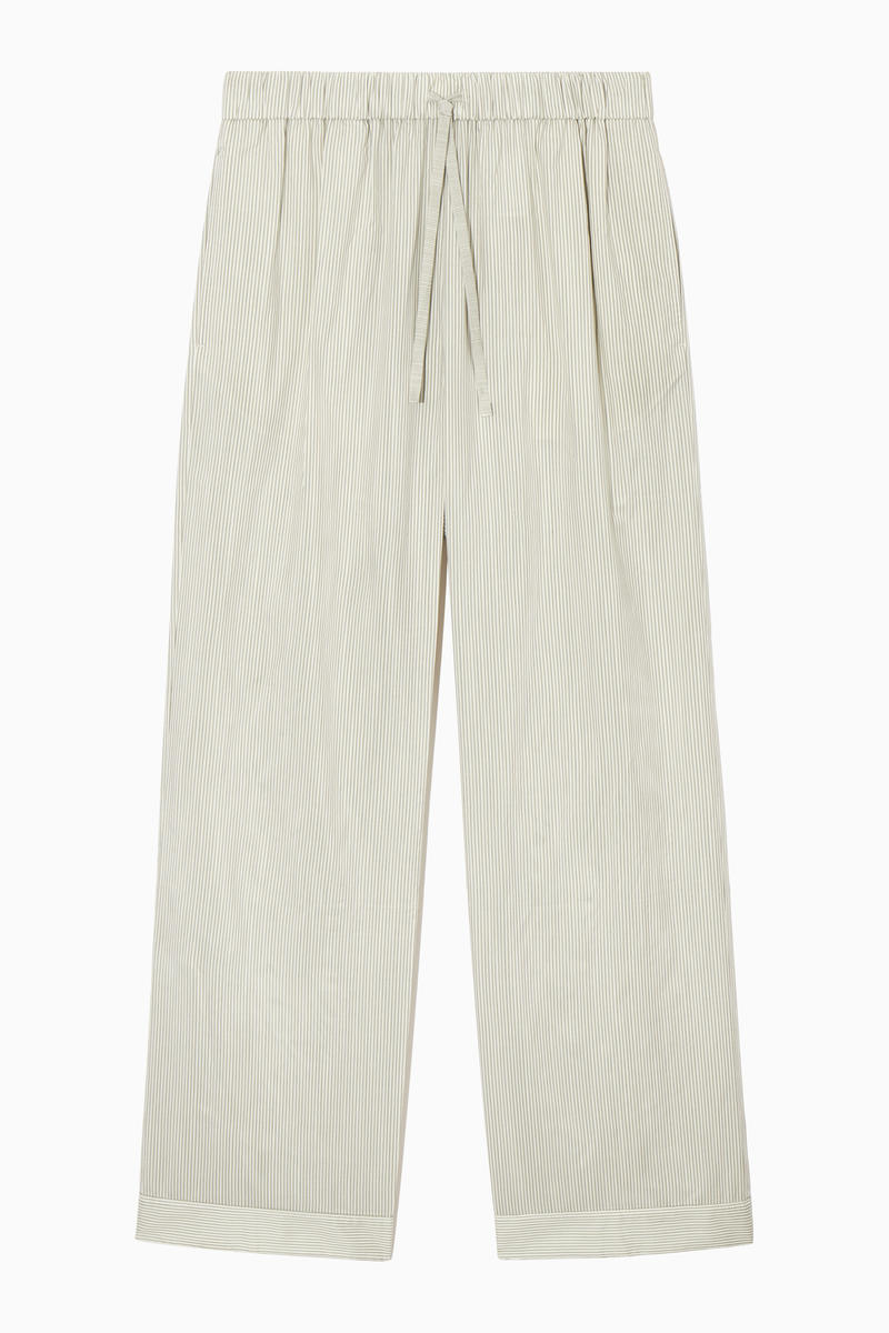 Striped Silk Pyjama Trousers in Beige