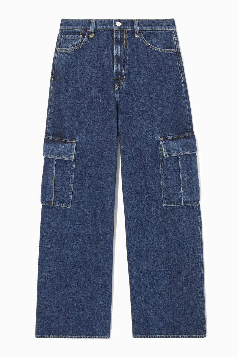 Denim Cargo Trousers in Blue