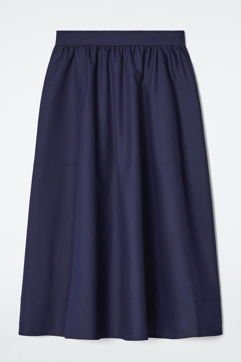 Gathered A-Line Midi Skirt