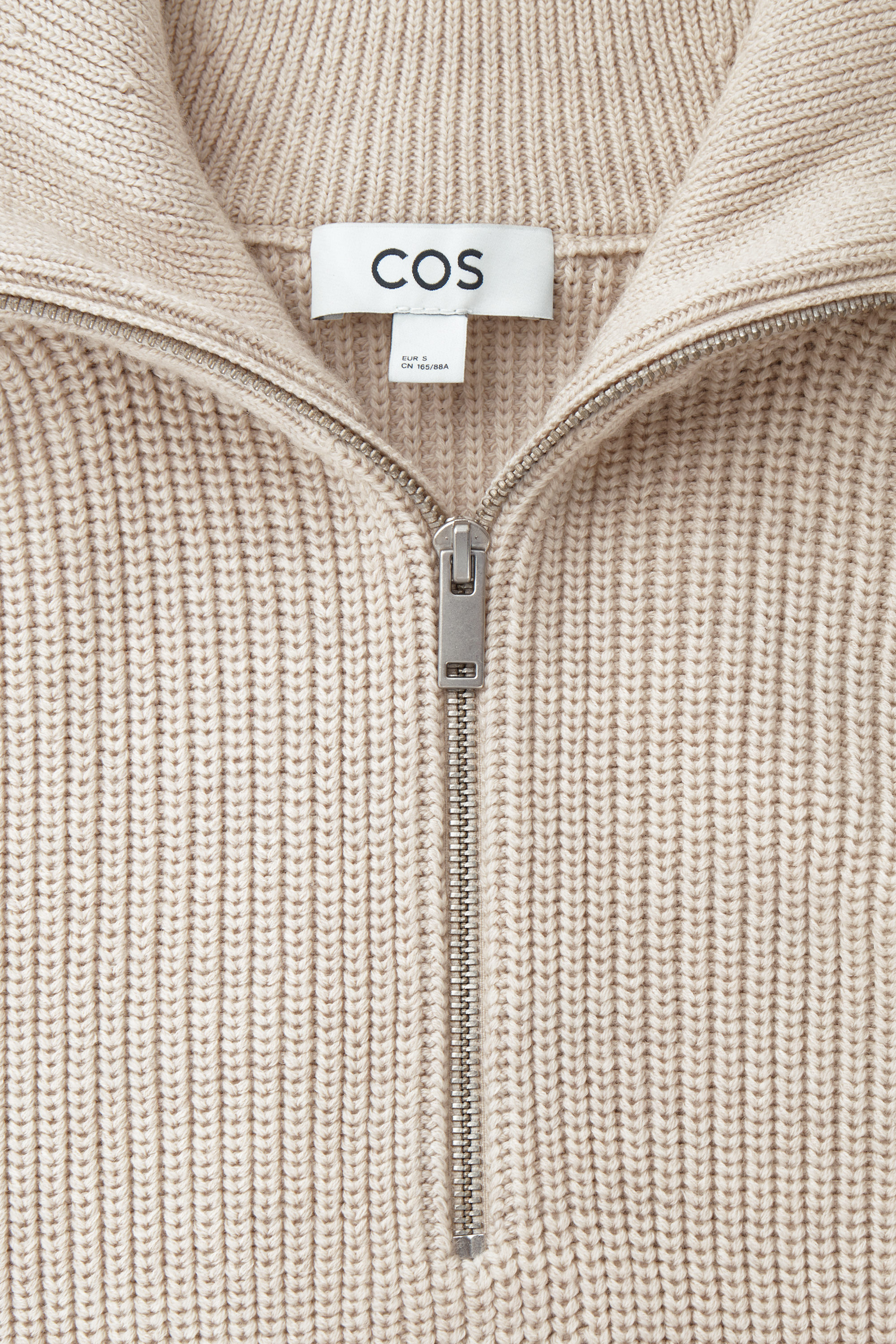WOOL AND COTTON HALF-ZIP JUMPER - WHITE | COS