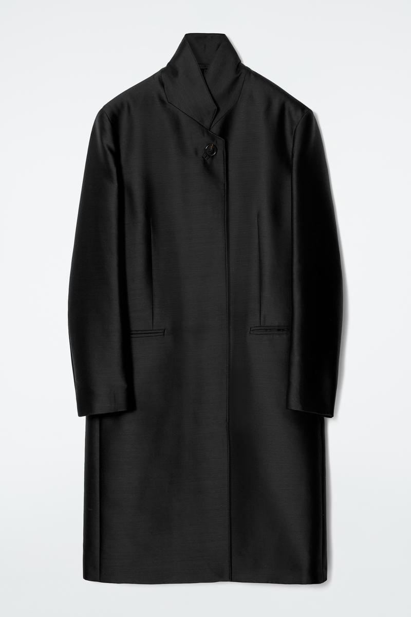 Single-Breasted Wool-Satin Coat