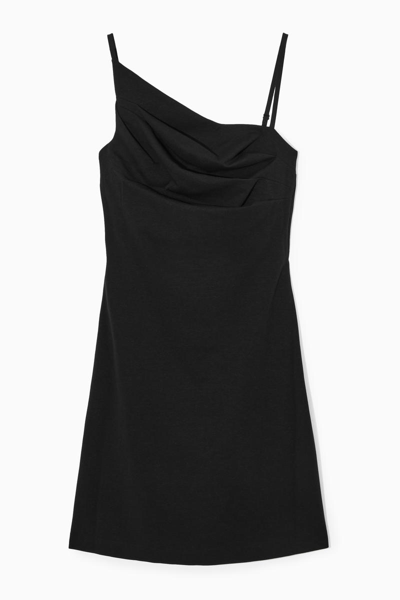 Asymmetric Draped Mini Dress