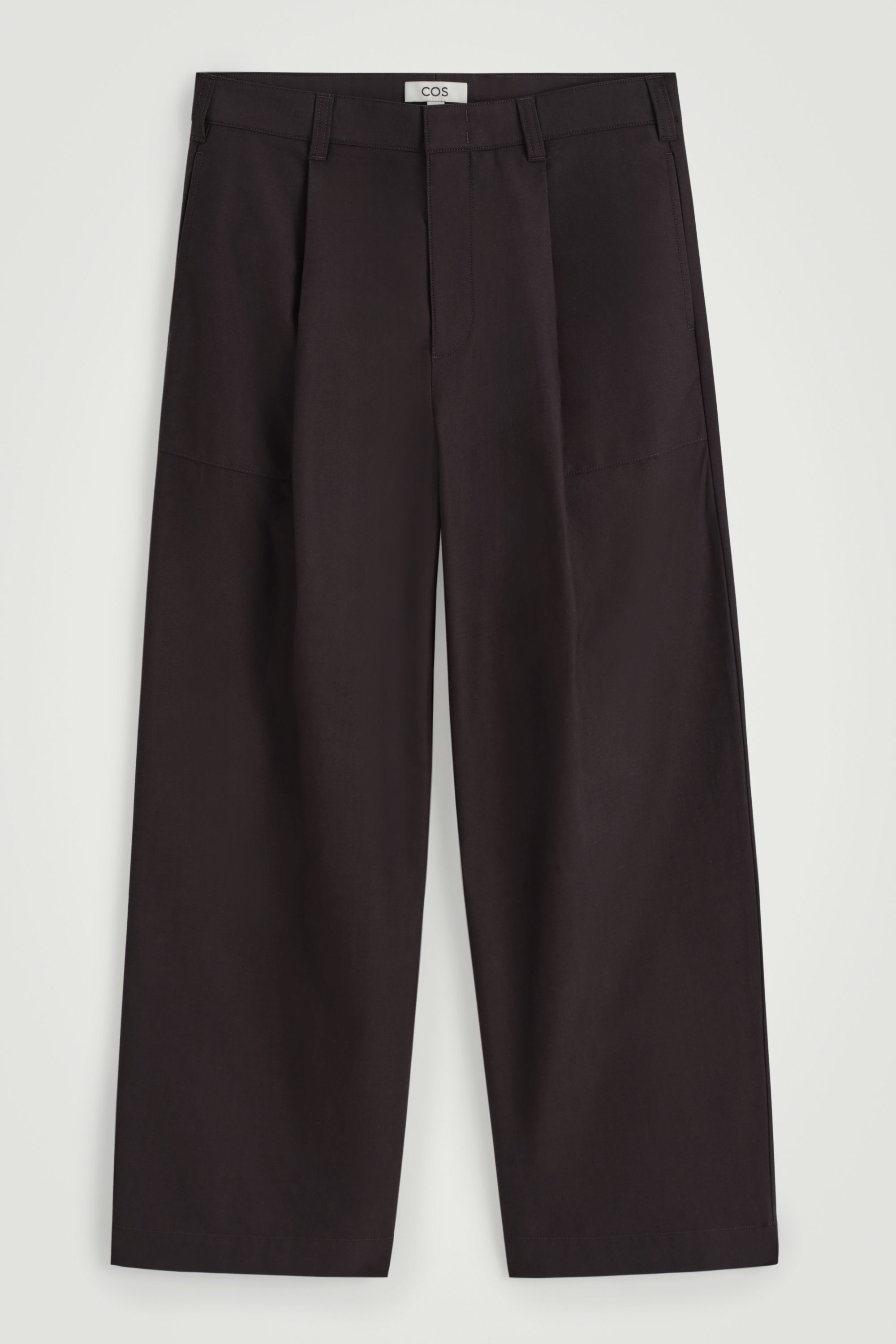 WIDE-LEG COTTON-TWILL PANTS - DARK BROWN | COS