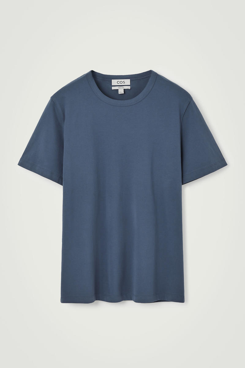 Regular Lightweight Brushed-Cotton T-Shirt in Blue