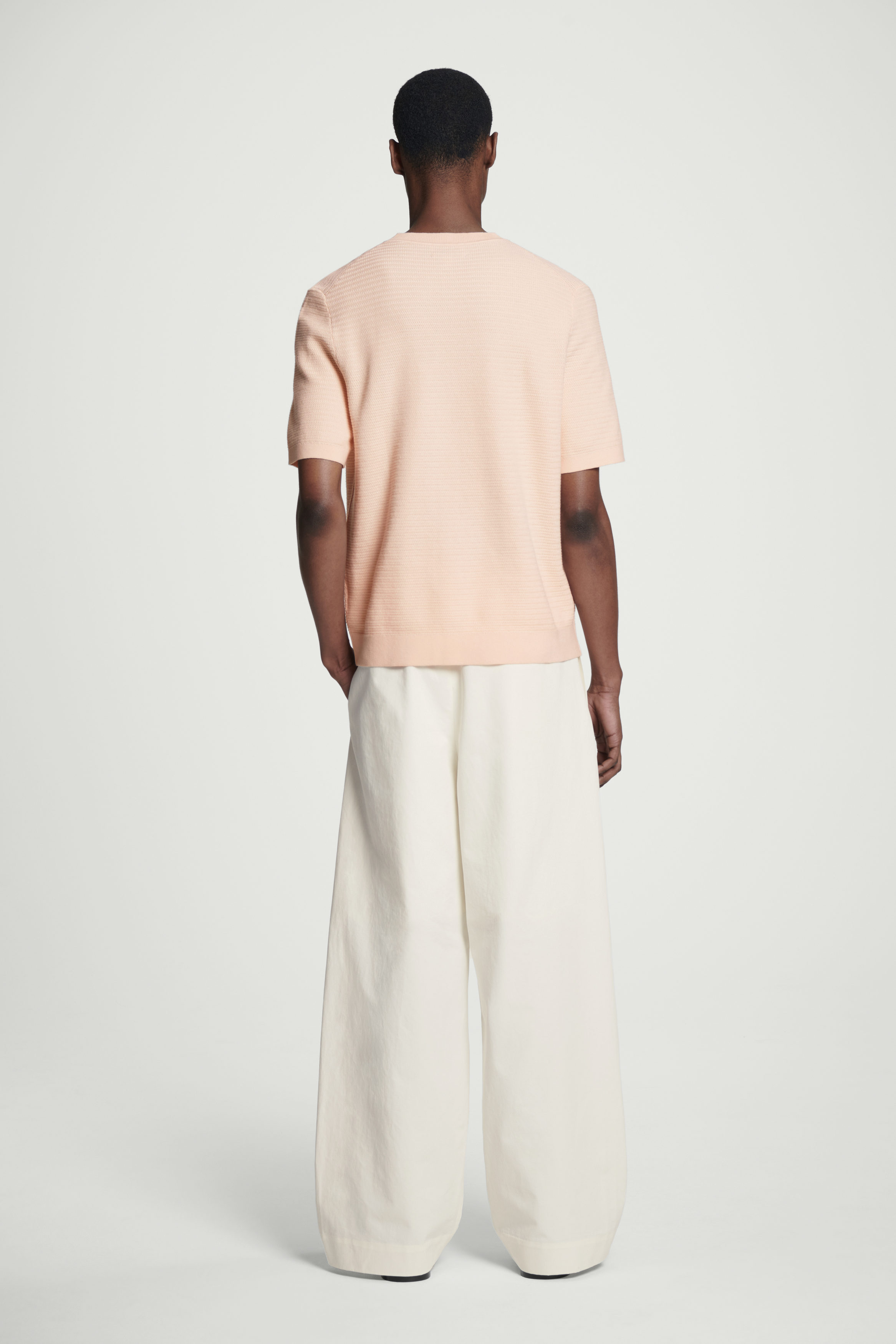 TEXTURED KNITTED COTTON T-SHIRT - APRICOT | COS