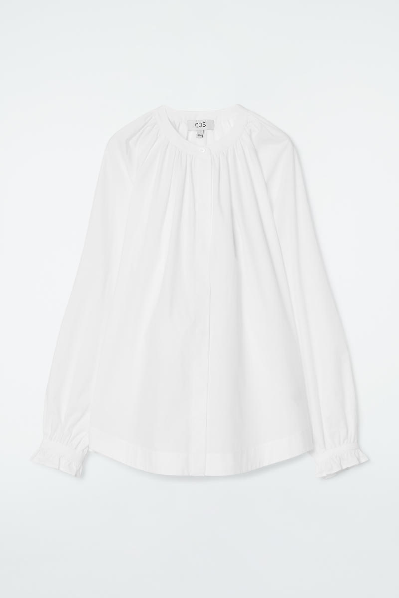 Ruffled-Cuff Gathered Blouse