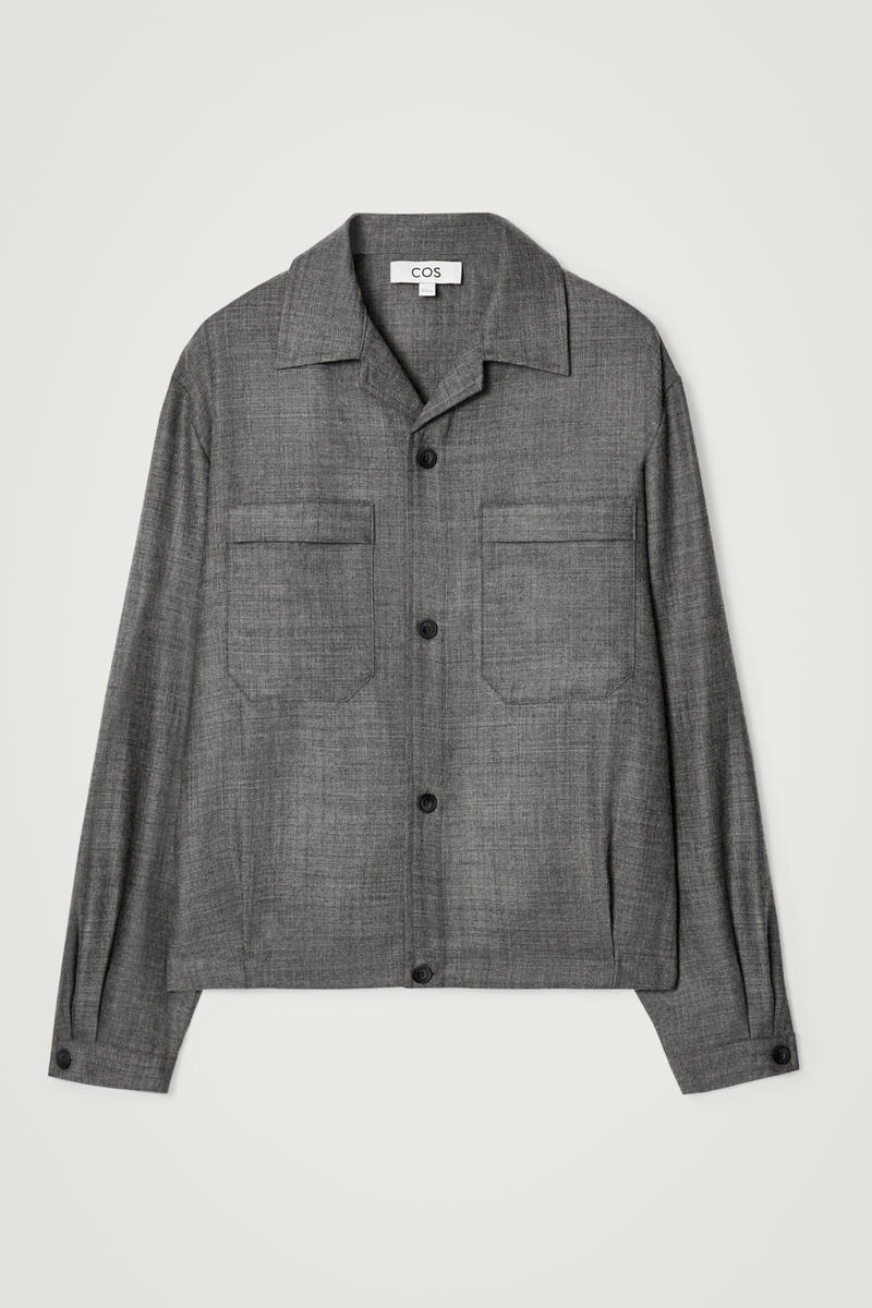 Wool-Flannel Overshirt in Grey