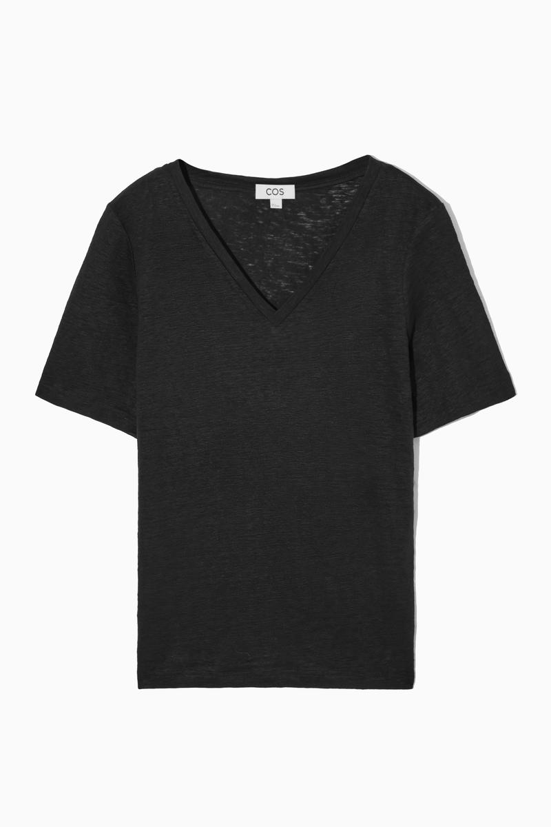 Regular V-Neck Linen T-Shirt
