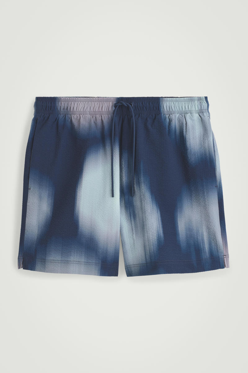 Printed Seersucker Swim Shorts