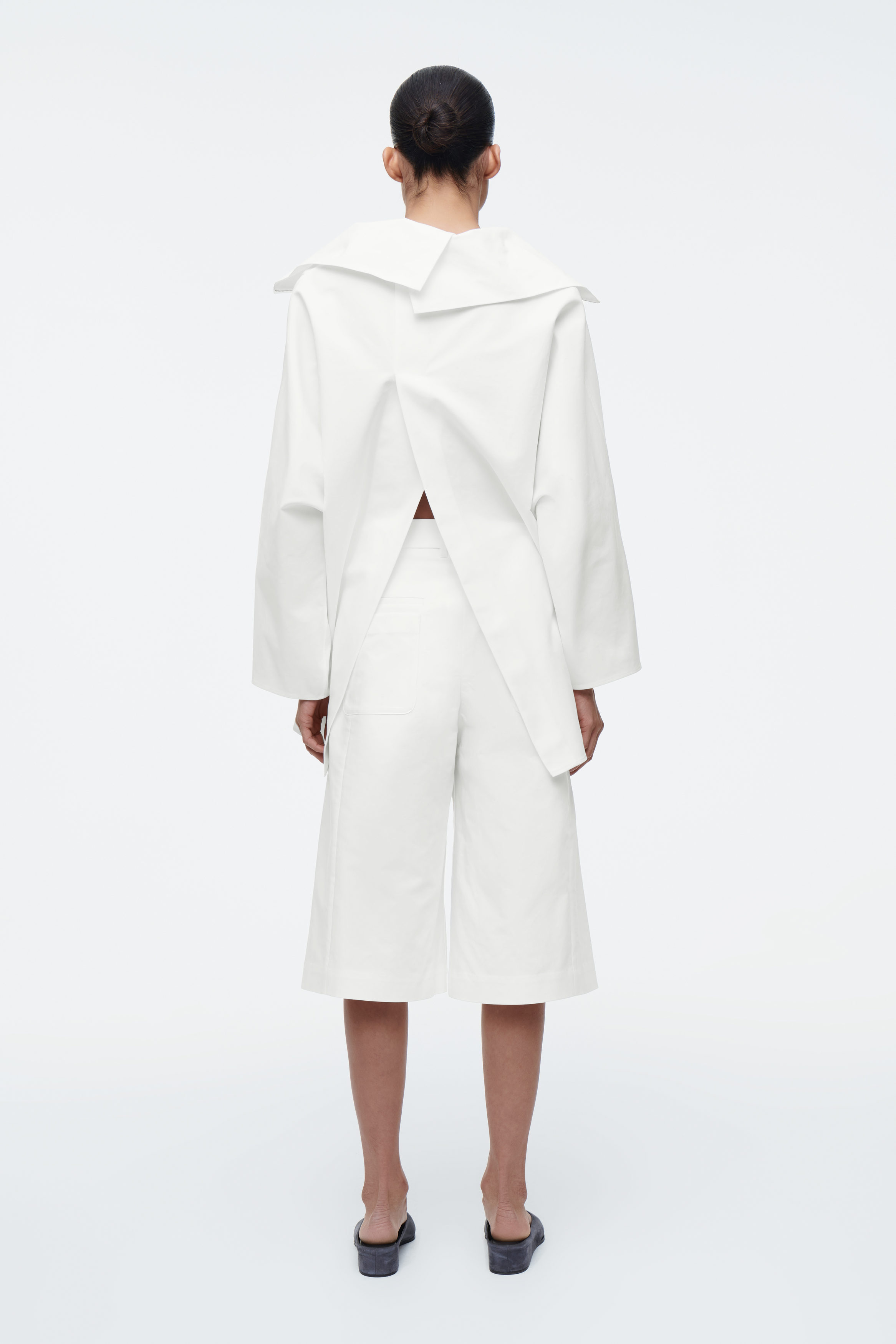 【美品】LACE COMBI HALF SLEEVE JACKET SHIRT SACAI | Puff Sleeve Cotton Nylon Hybrid Shirt | Women | Lane