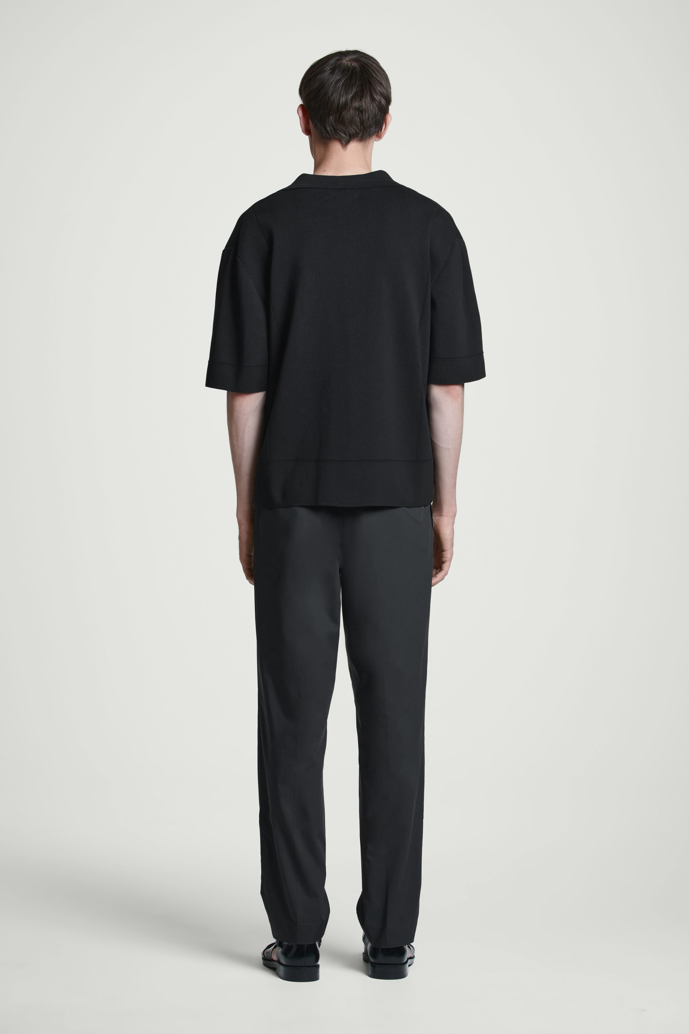 COTTON STRAIGHT-LEG PANTS - BLACK | COS