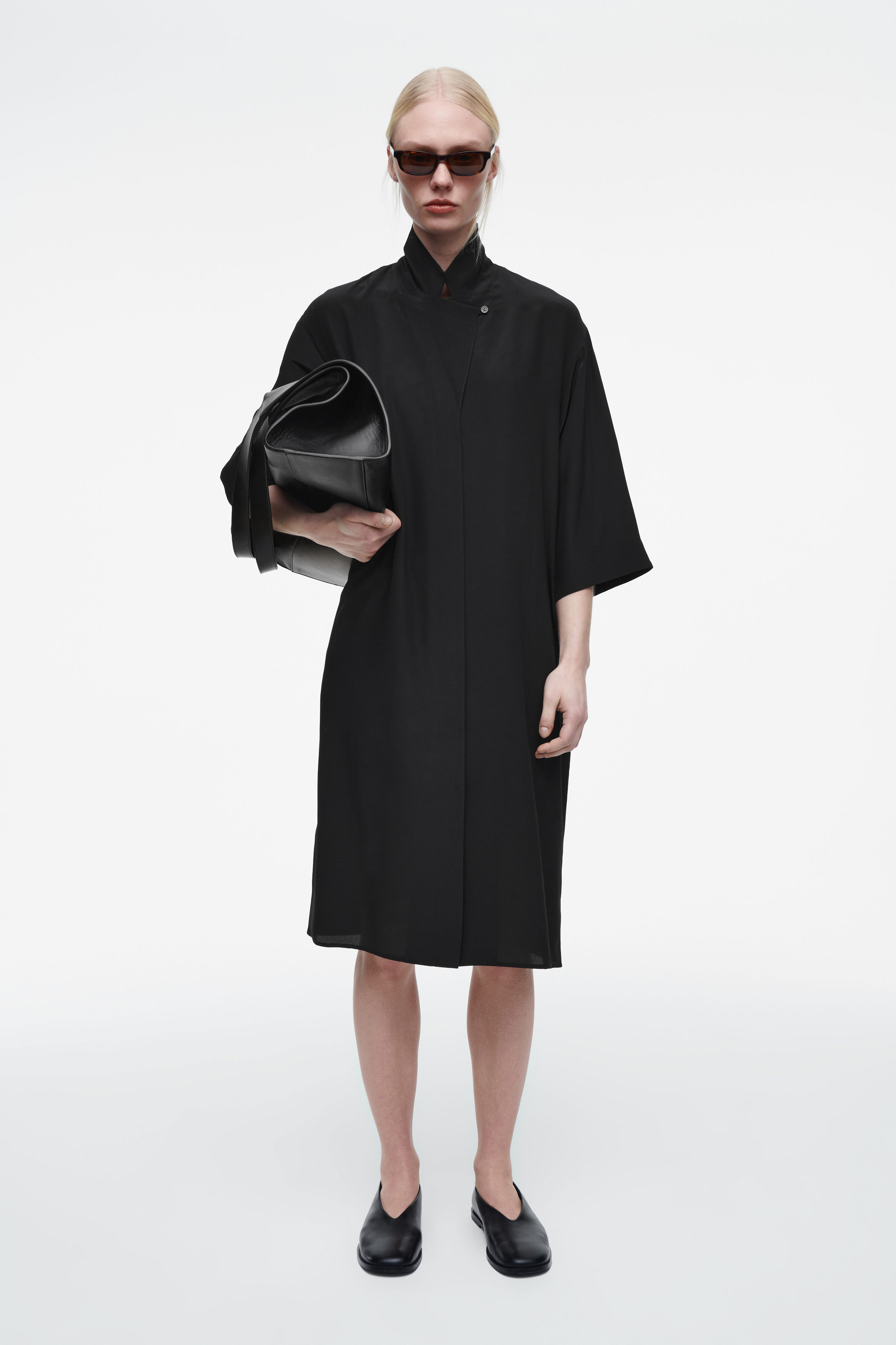 スカート THEORY Silk shirt dress Black Theory Volume Silk Mini Shirtdress | Bloomingdale's