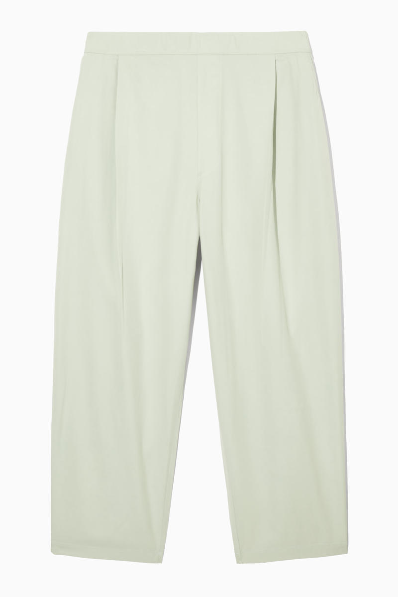 Wide-Leg Elasticated Trousers in Green