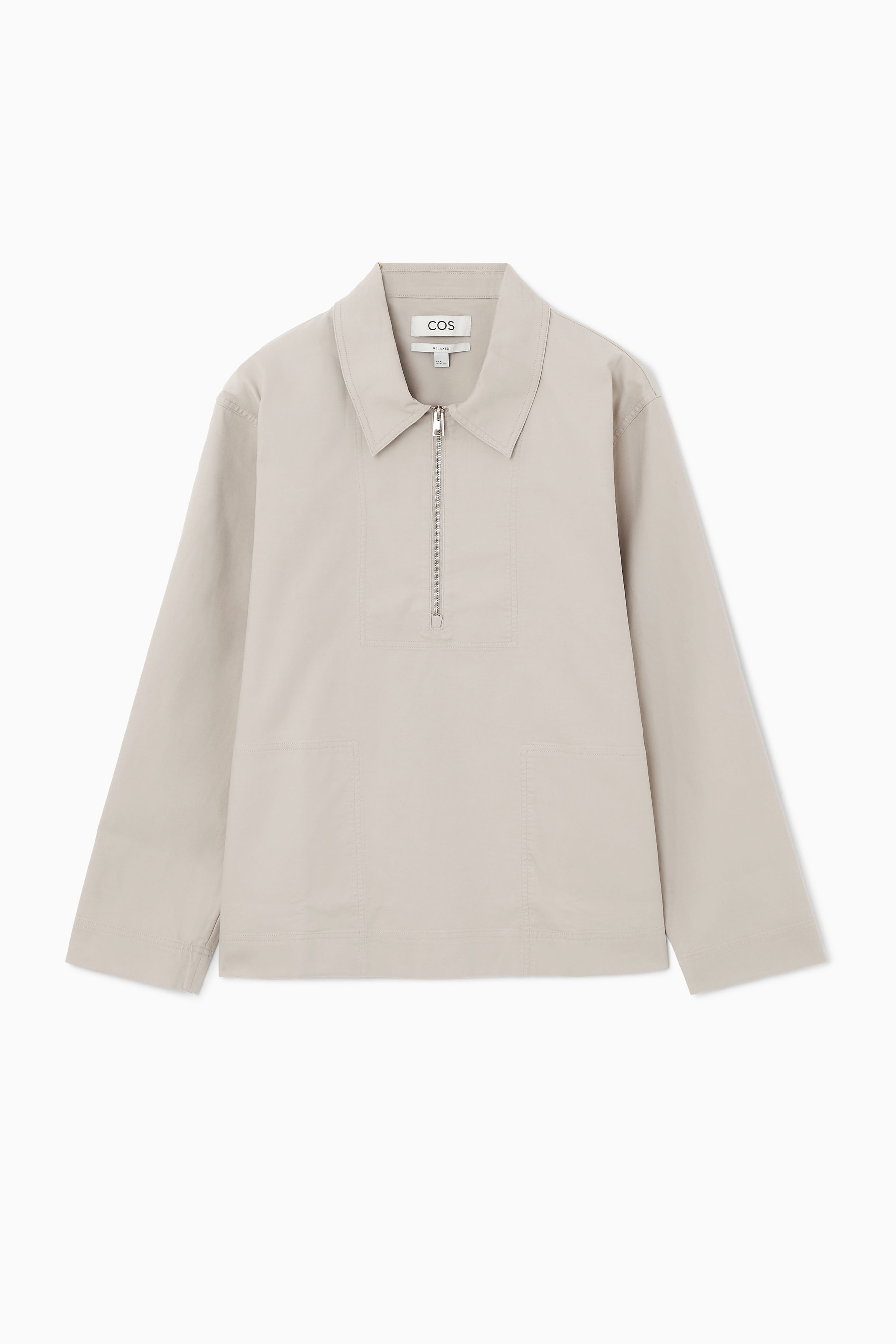 TWILL HALF-ZIP POLO SHIRT - STONE | COS
