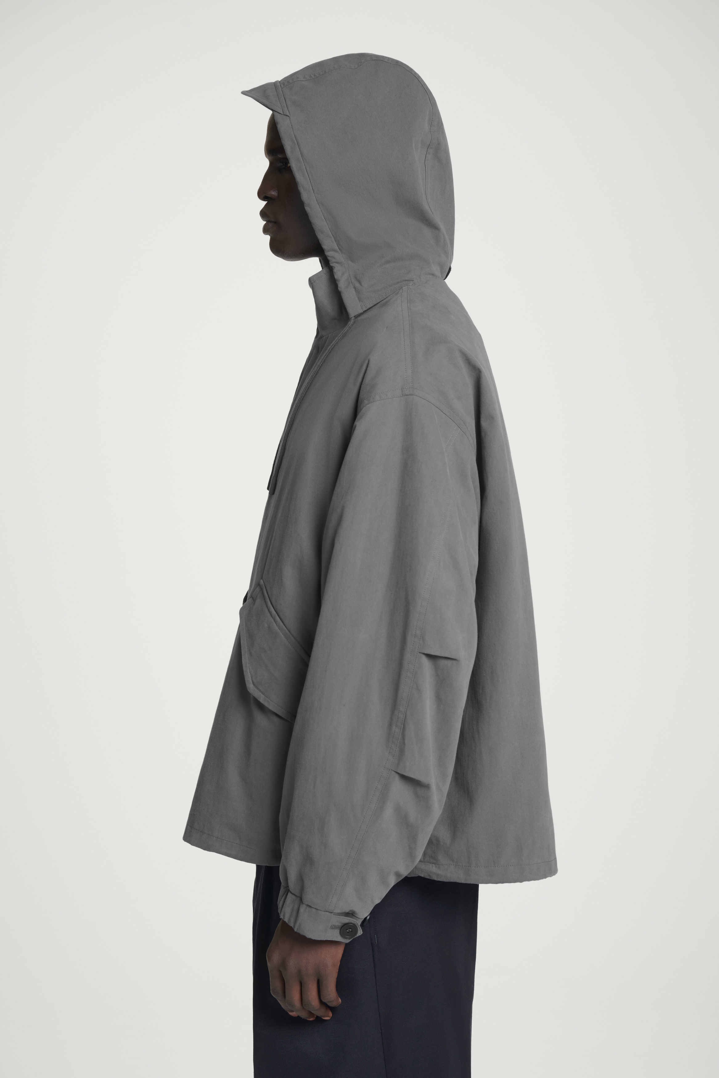 HOODED BOMBER JACKET - GREY HOODED BOMBER JACKET - GREY