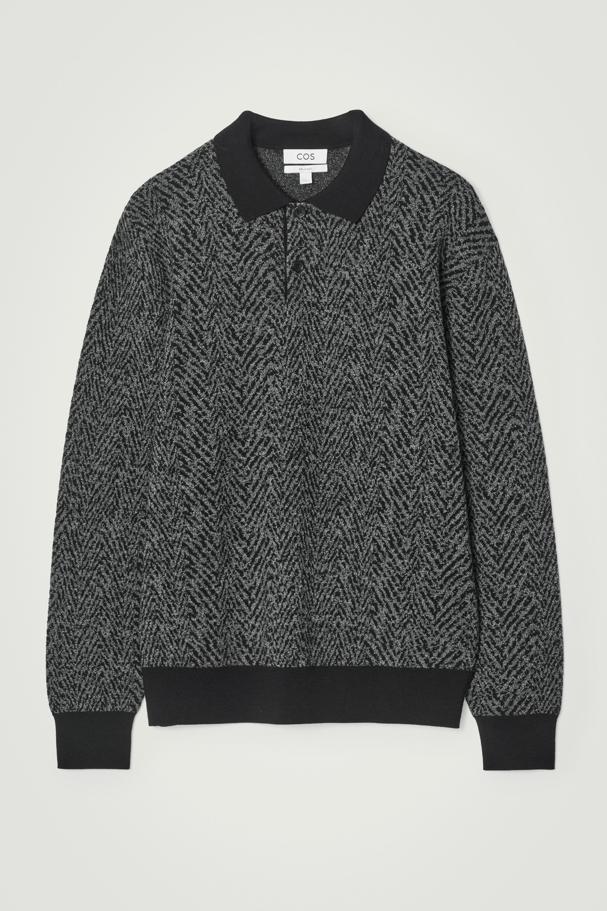 HERRINGBONE WOOL POLO SHIRT - BLACK / HERRINGBONE | COS US