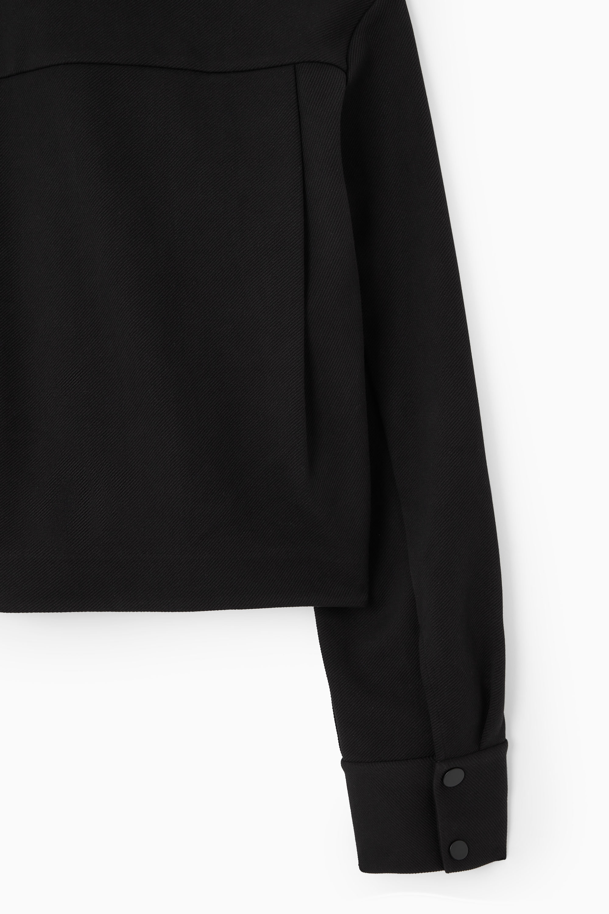 CROPPED TWILL ZIP-UP JACKET - BLACK