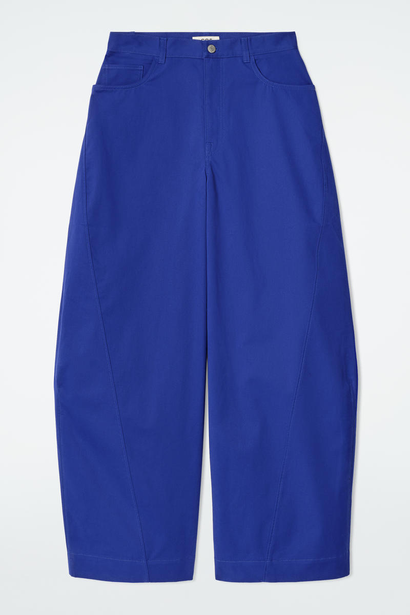 Shop Cos Deconstructed Cotton Barrel-leg Trousers In Blue