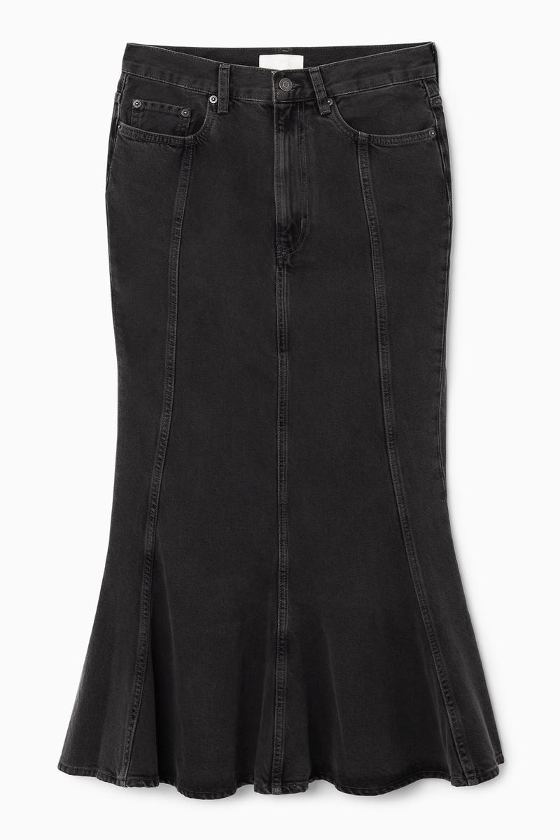 Panelled Flared Denim Skirt