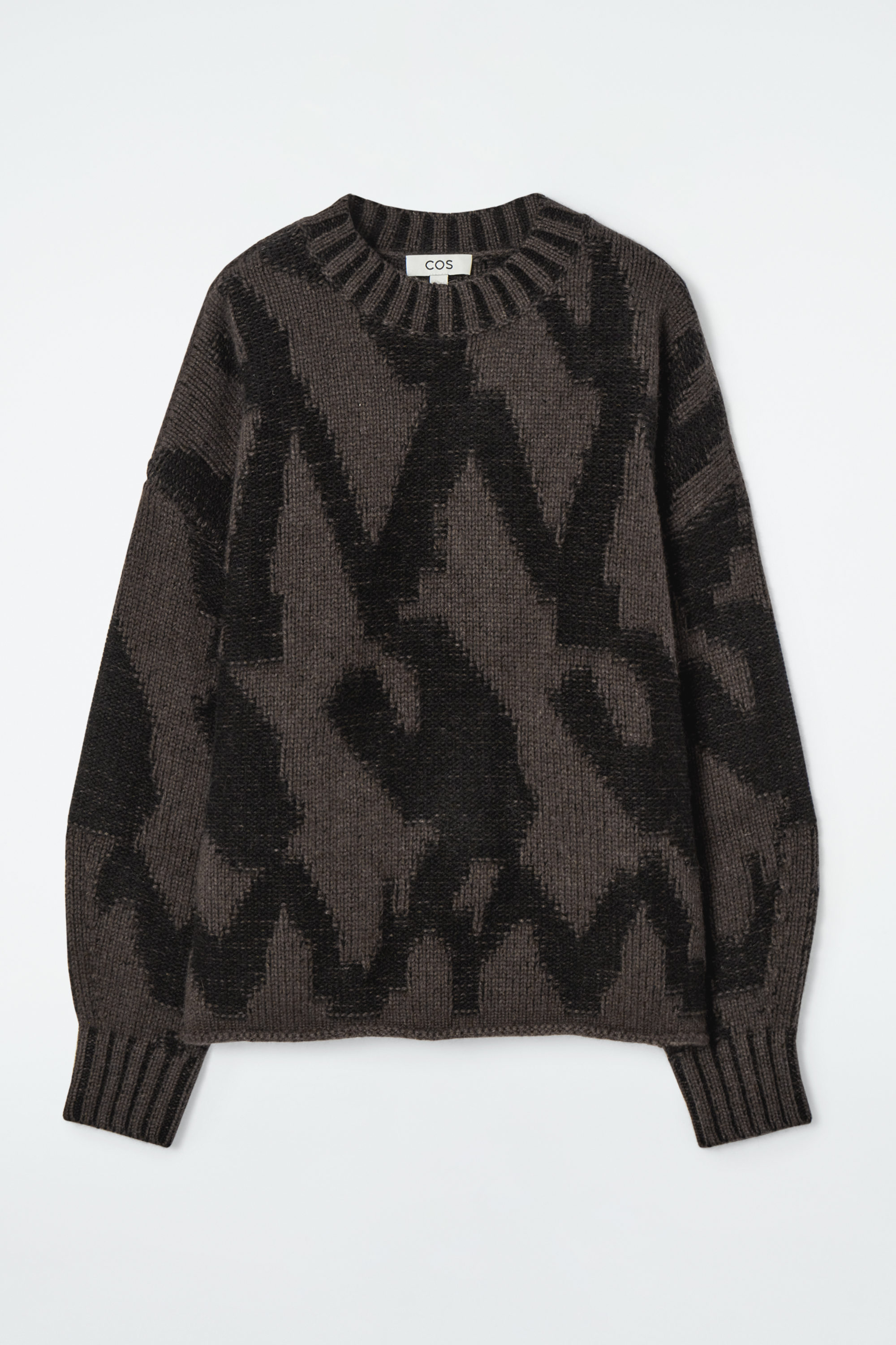 トップス V Neck Jacquard Knitted Pullover BROWN v-neck-jacquard-sweater.jpg