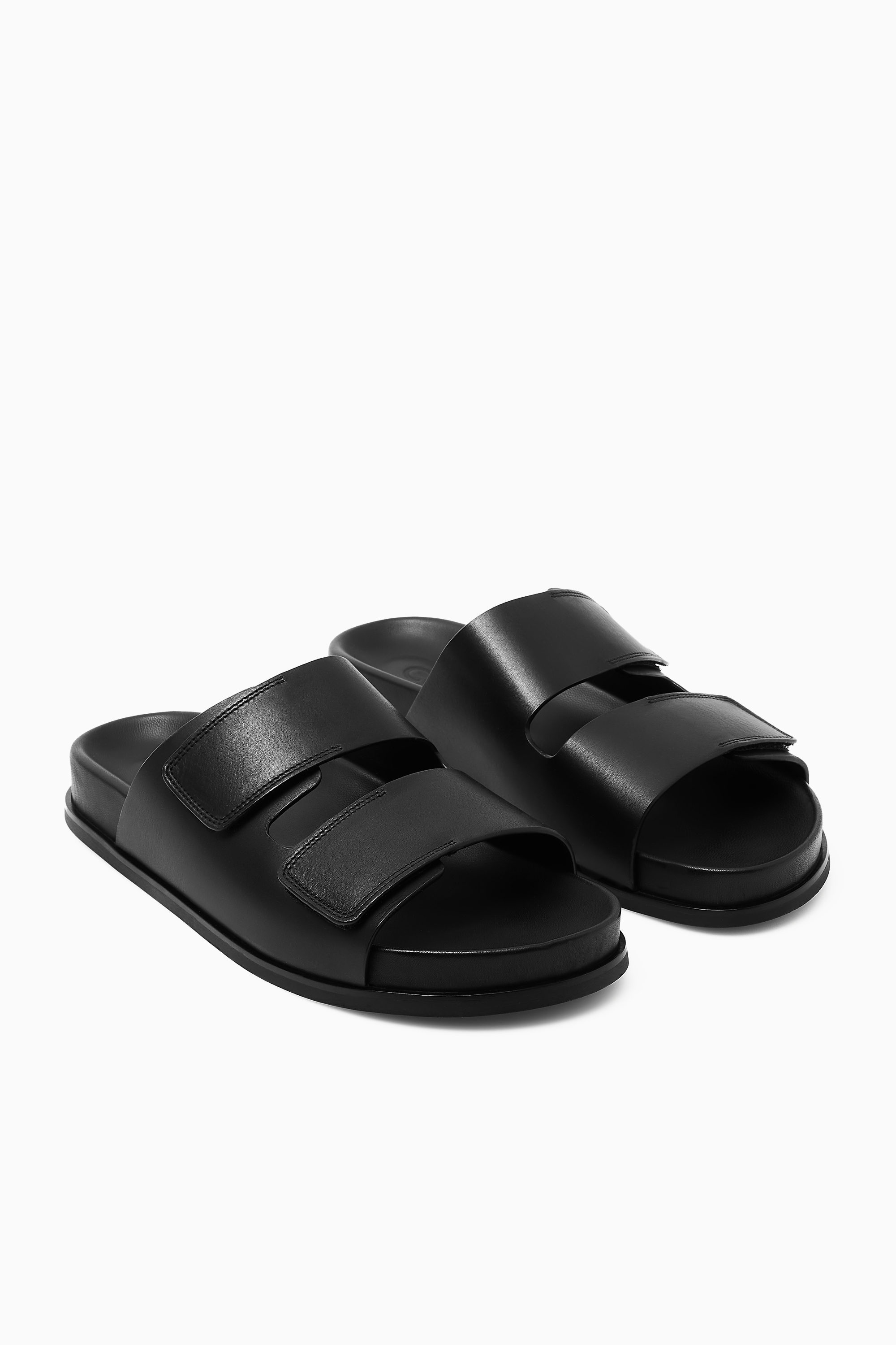 【2plan】Moros leather slides Roger Vivier Leather Buckle Flat Slide Sandals | Neiman Marcus