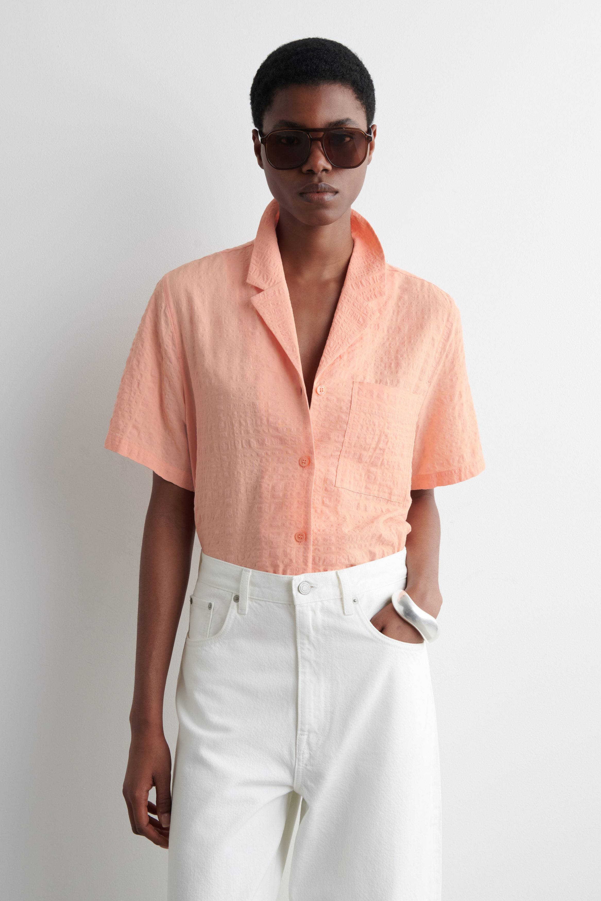 TEXTURED RESORT SHIRT - APRICOT | COS US