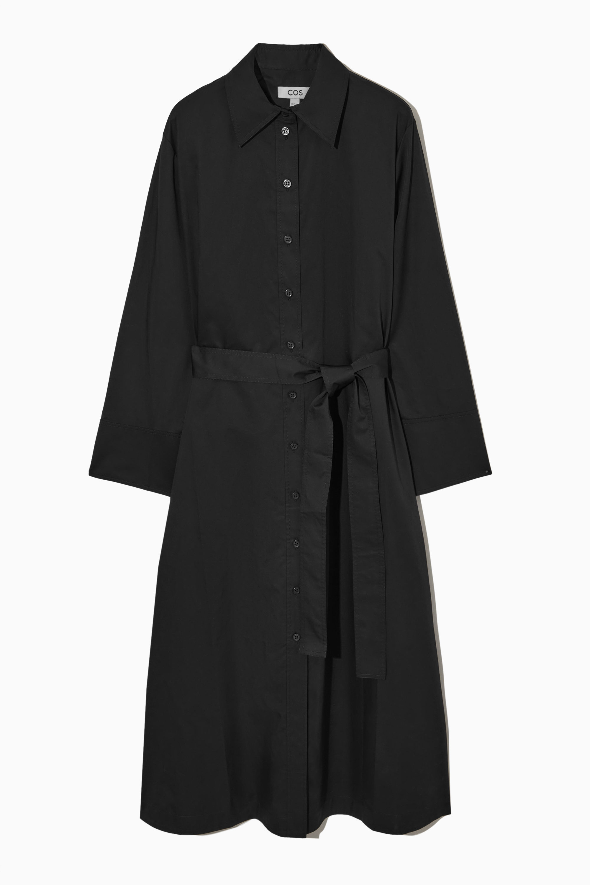 maiです。 BELTED MIDI SHIRT DRESS - BLACK | COS