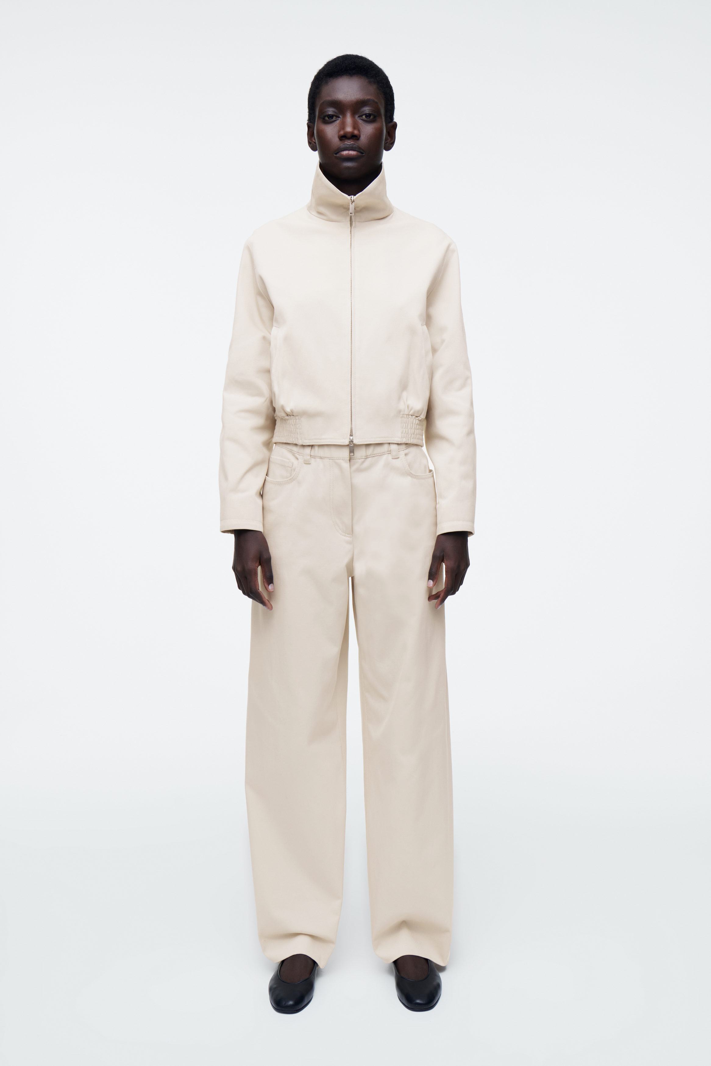 WIDE-LEG COTTON TROUSERS - LIGHT BEIGE | COS