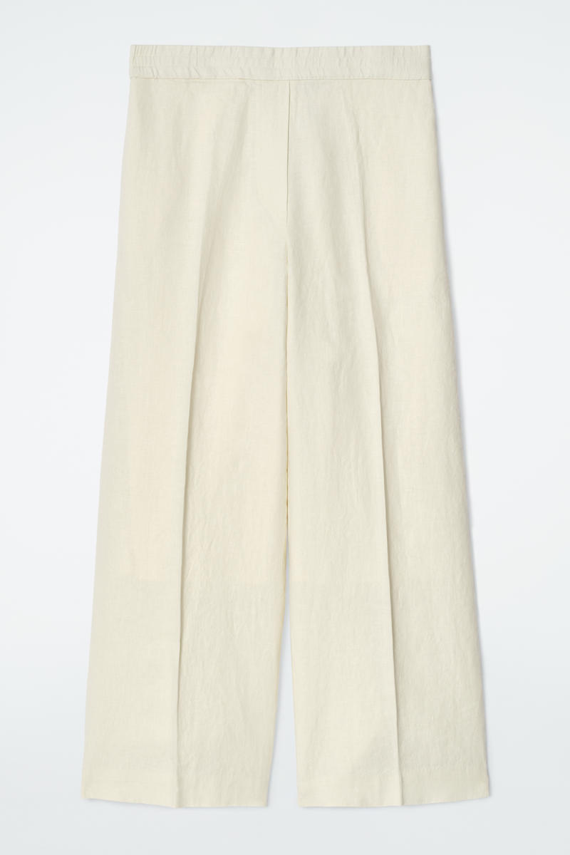 Straight-Leg Tailored Linen Trousers in Yellow