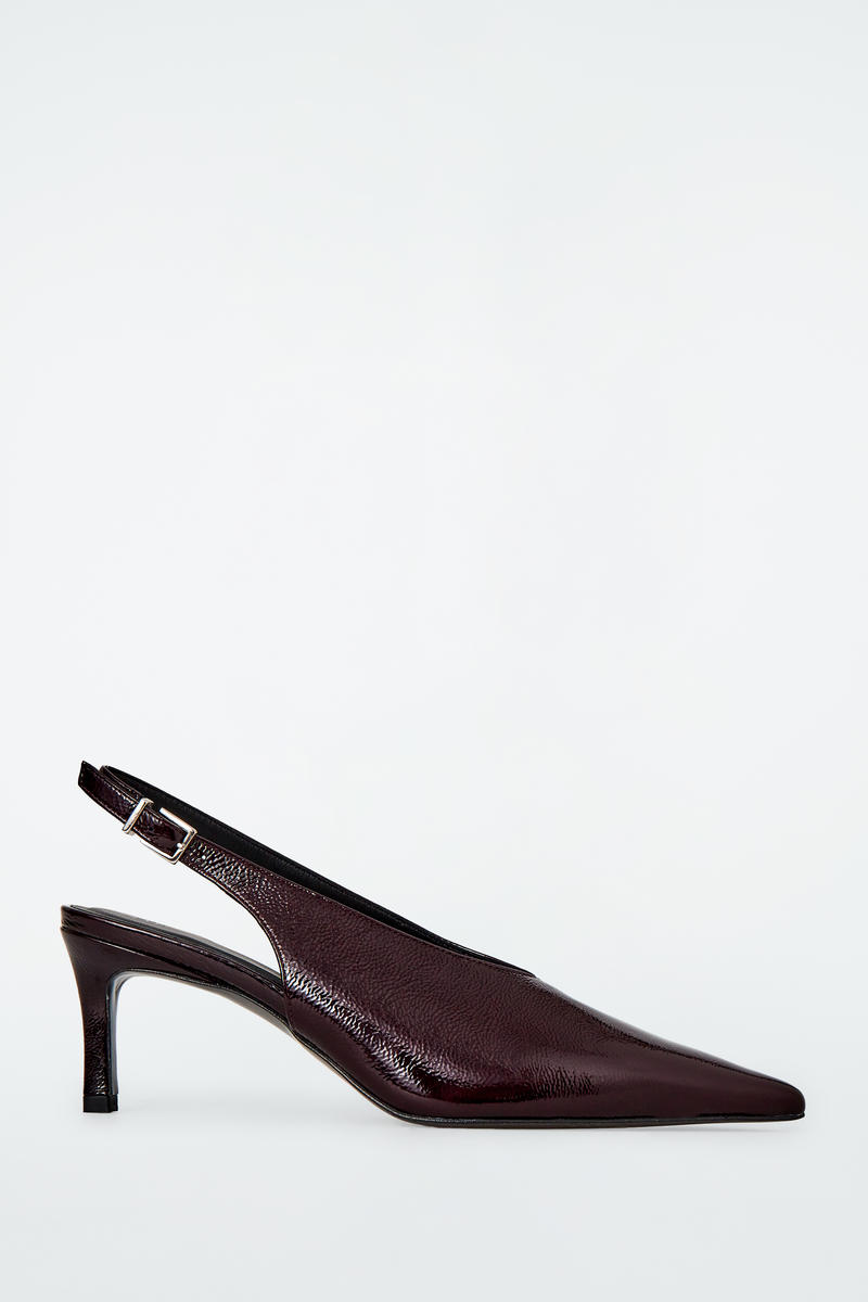 Pointed Patent-Leather Slingback Pumps