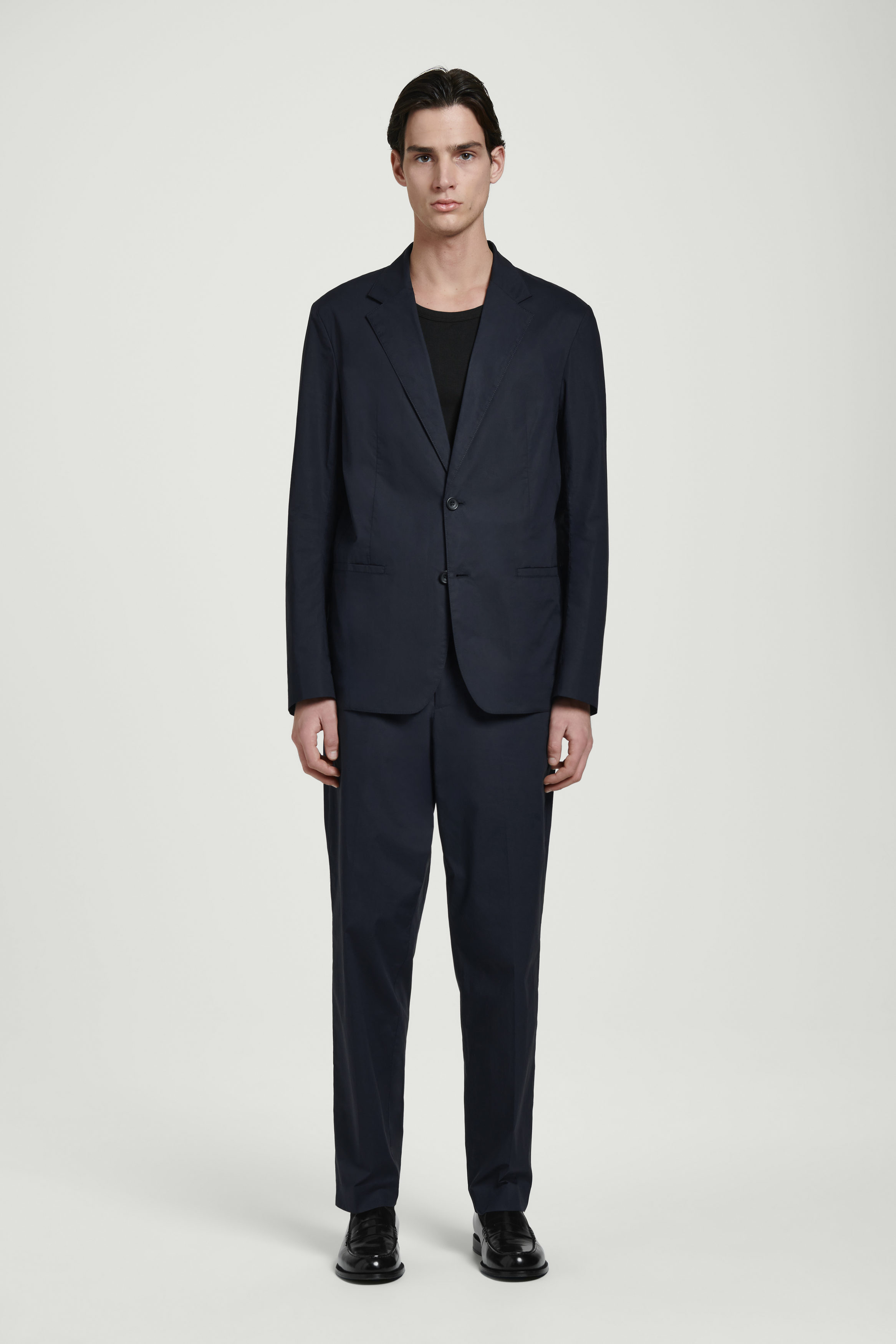 COTTON STRAIGHT-LEG TROUSERS - BLACK | COS