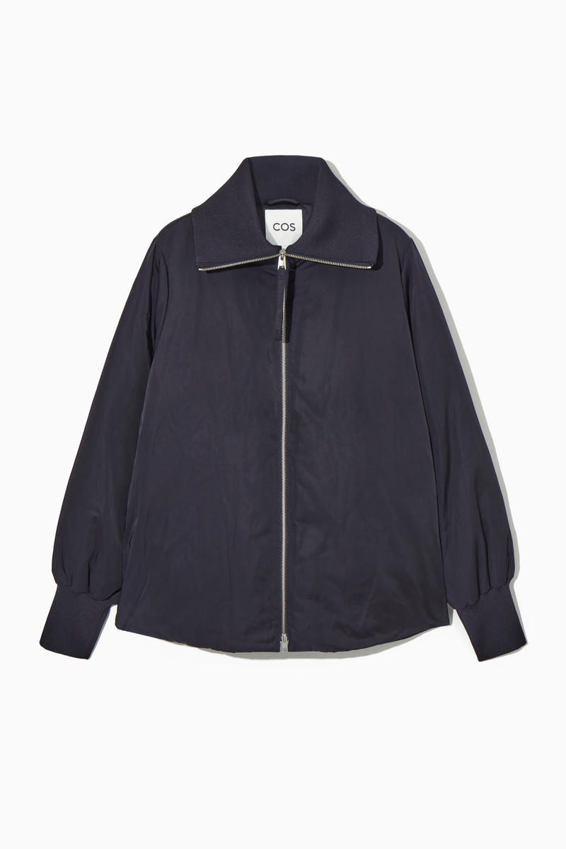 Ribbed-Collar Puffer Jacket