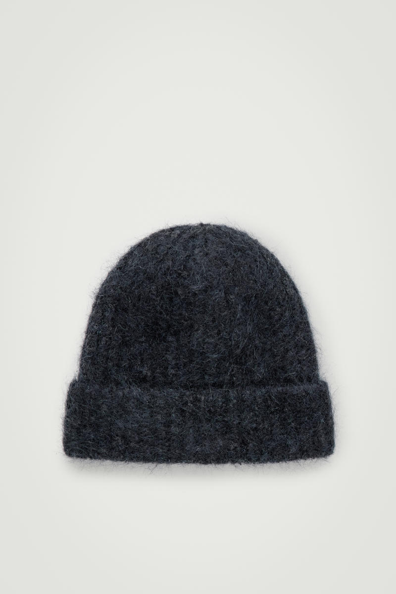 Ribbed Mohair-Blend Beanie