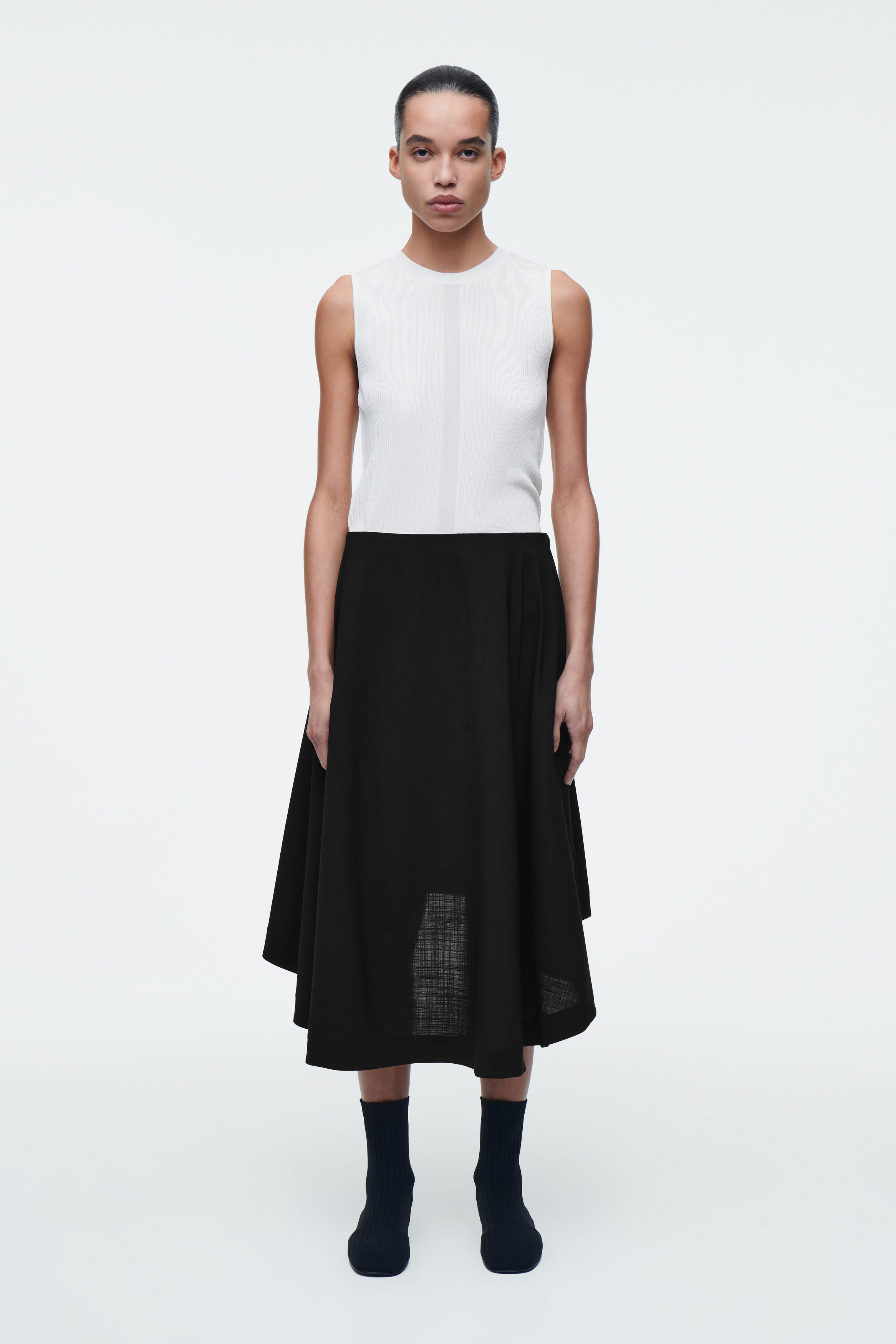 estroso CULOTTES SKIRT ブラック サイズ2　★新品未使用★ ESTEEZ Black A-line Cotton Skirt - Stretch Midi A-line Skirt