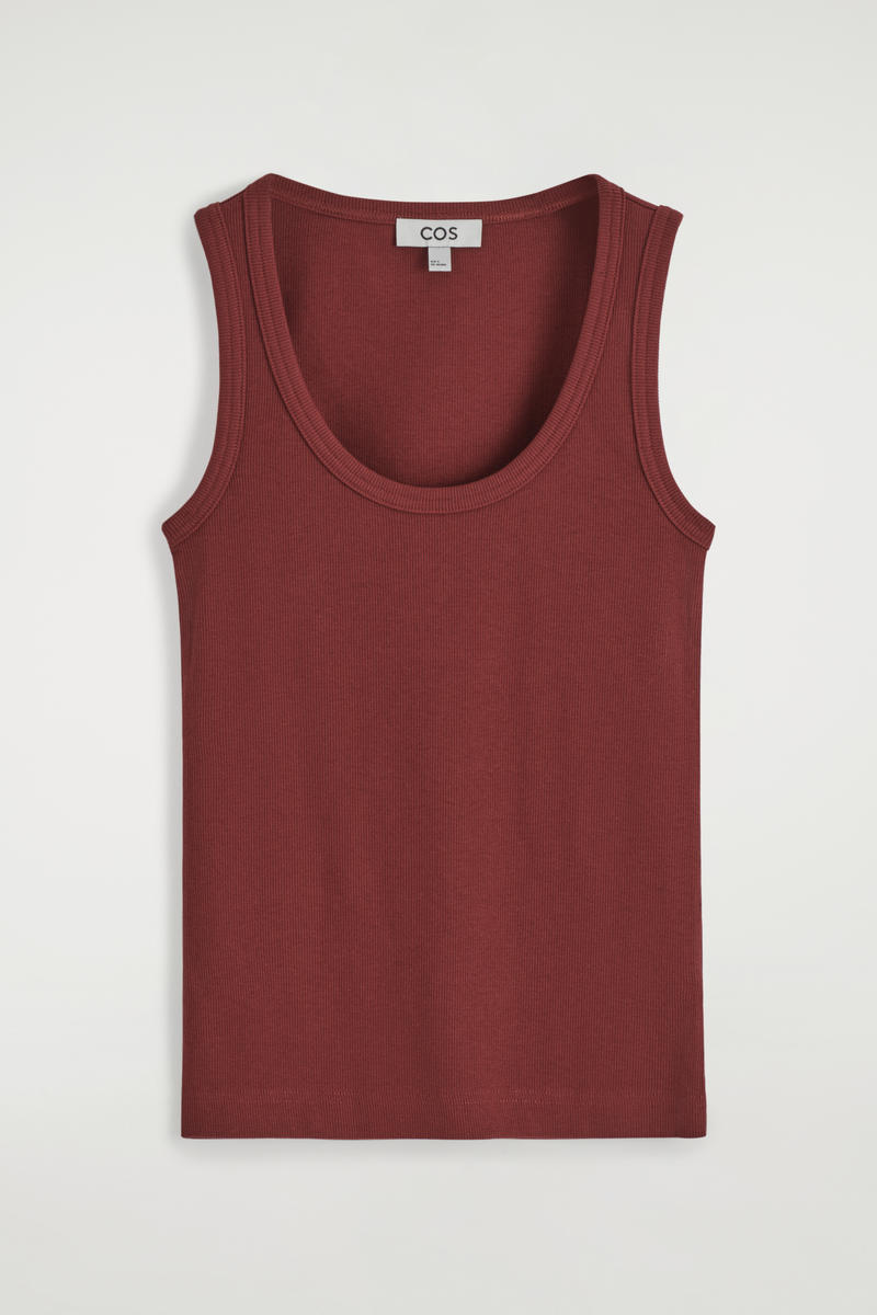 Ribbed Scoop-Neck Tank Top