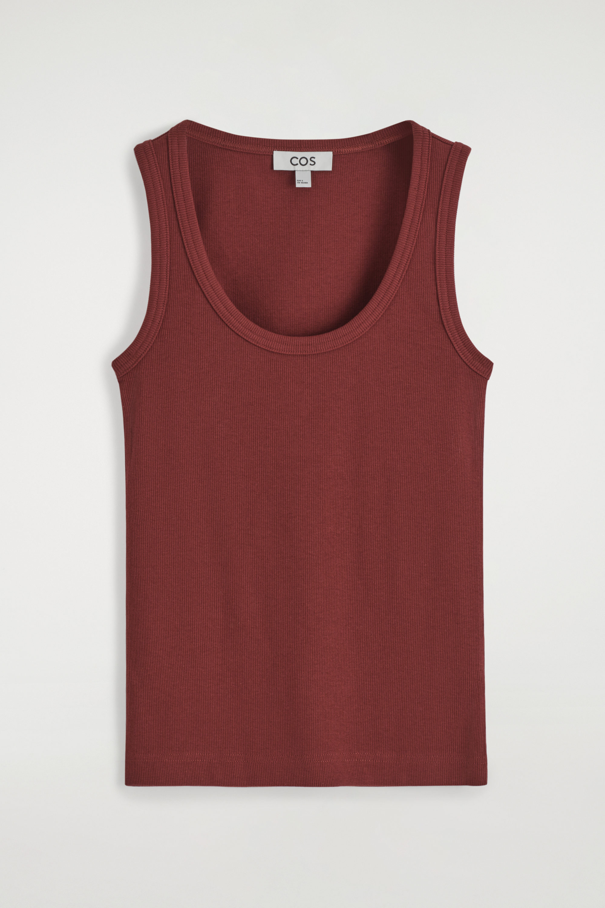 RIBBED SCOOP-NECK TANK TOP - RED | COS
