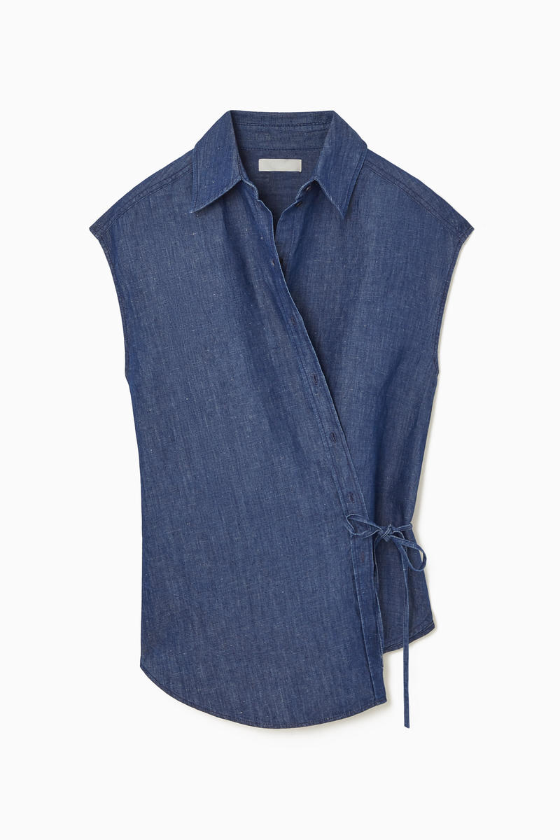 Denim Wrap Shirt in Blue