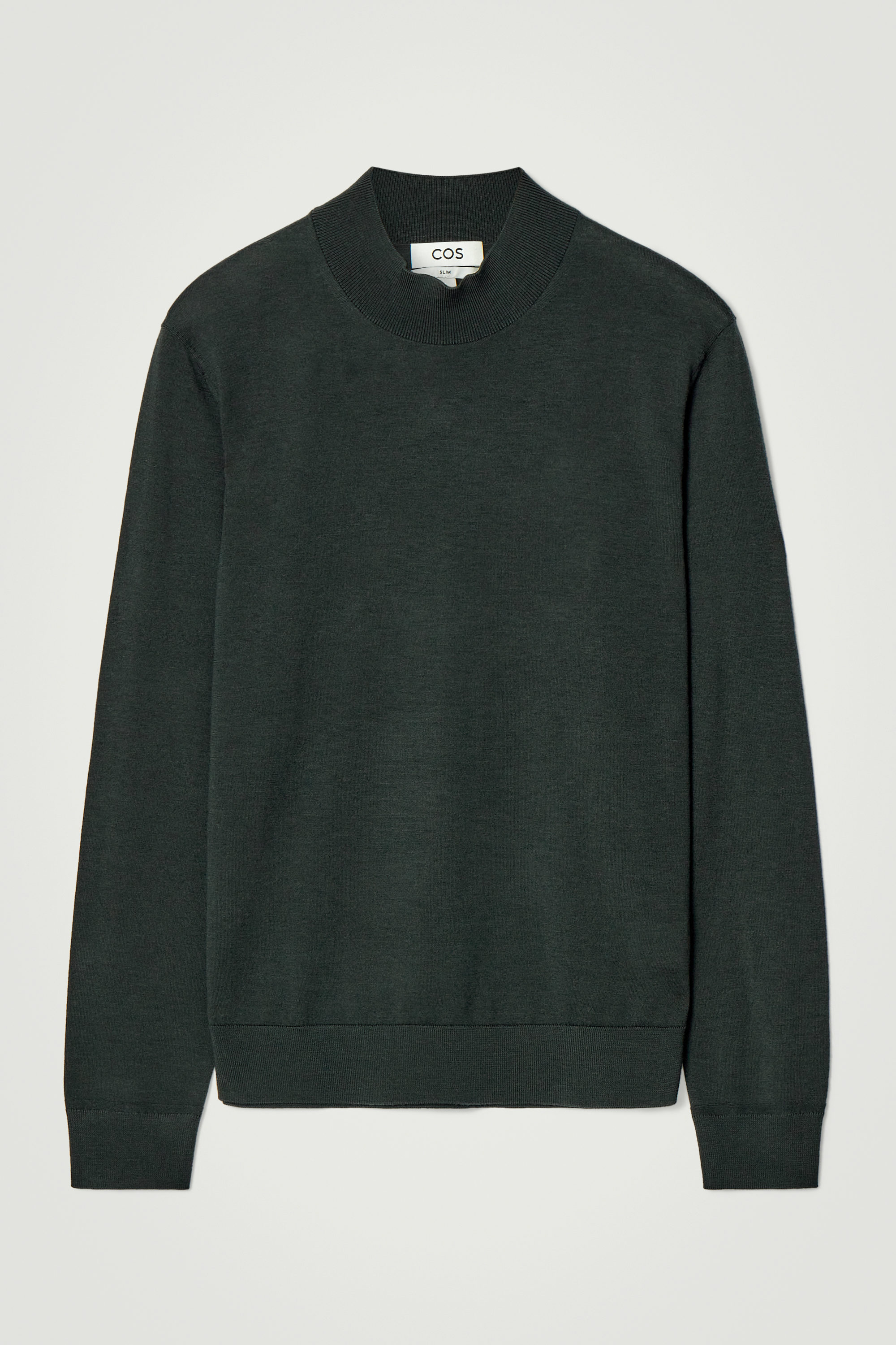 SLIM MERINO WOOL MOCK-NECK JUMPER - NAVY | COS
