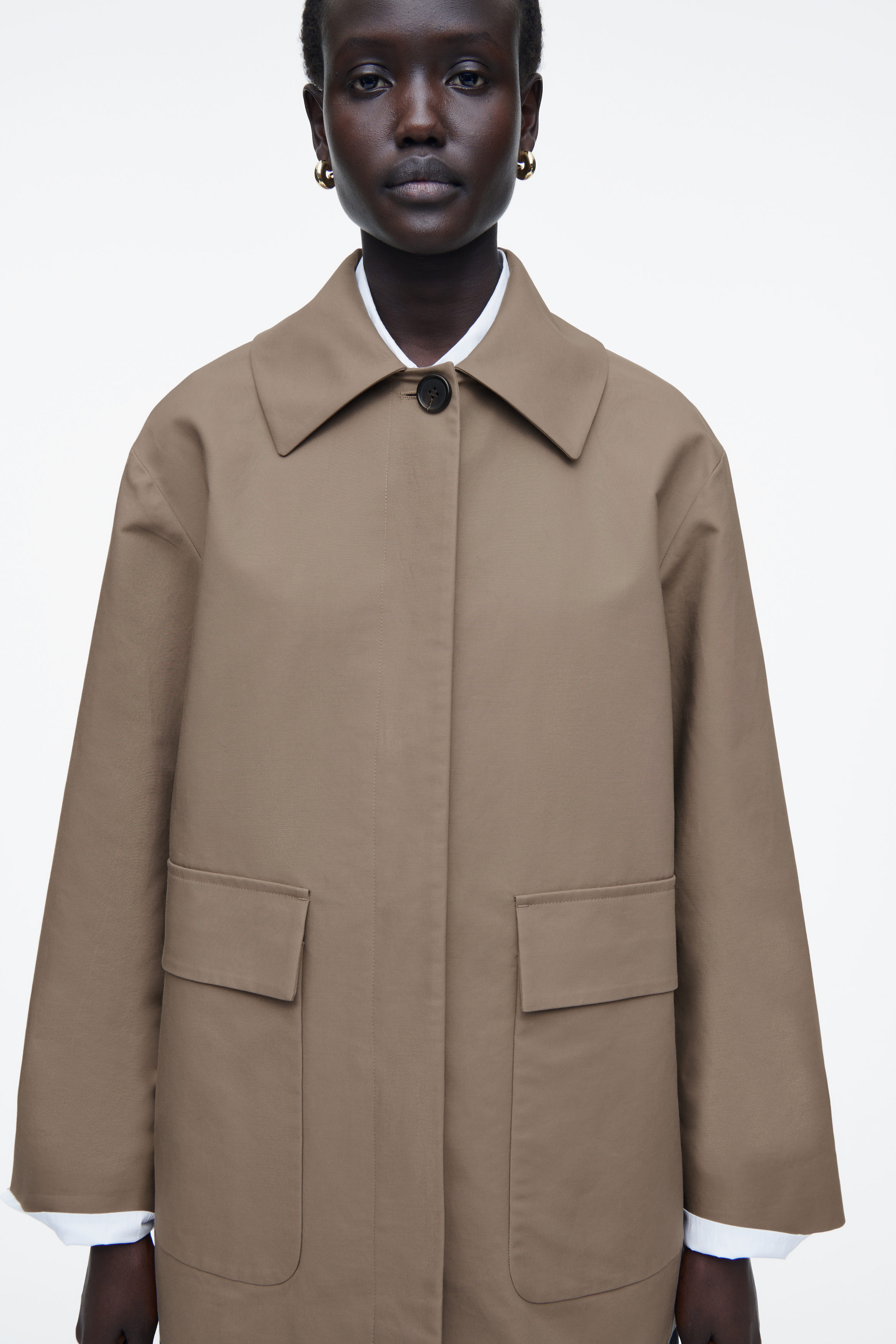 COLLARED COTTON CAR JACKET - BEIGE | COS