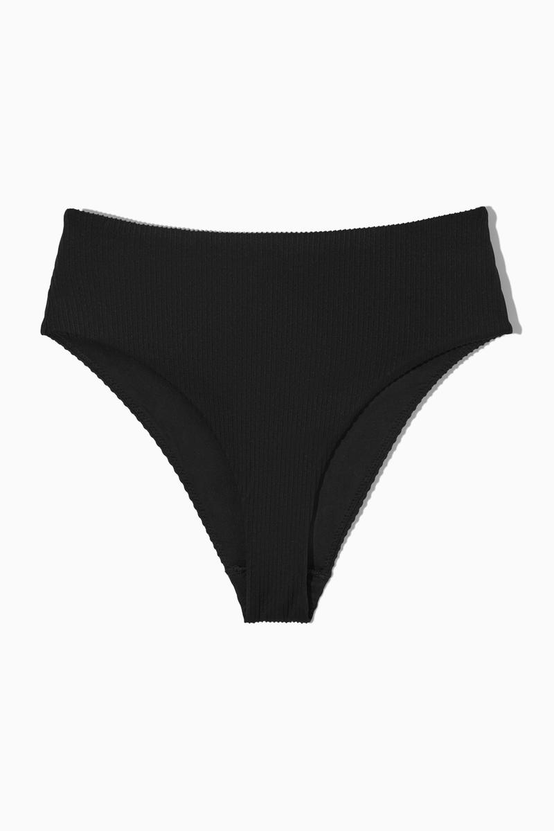 High-Waisted Ribbed Bikini Briefs