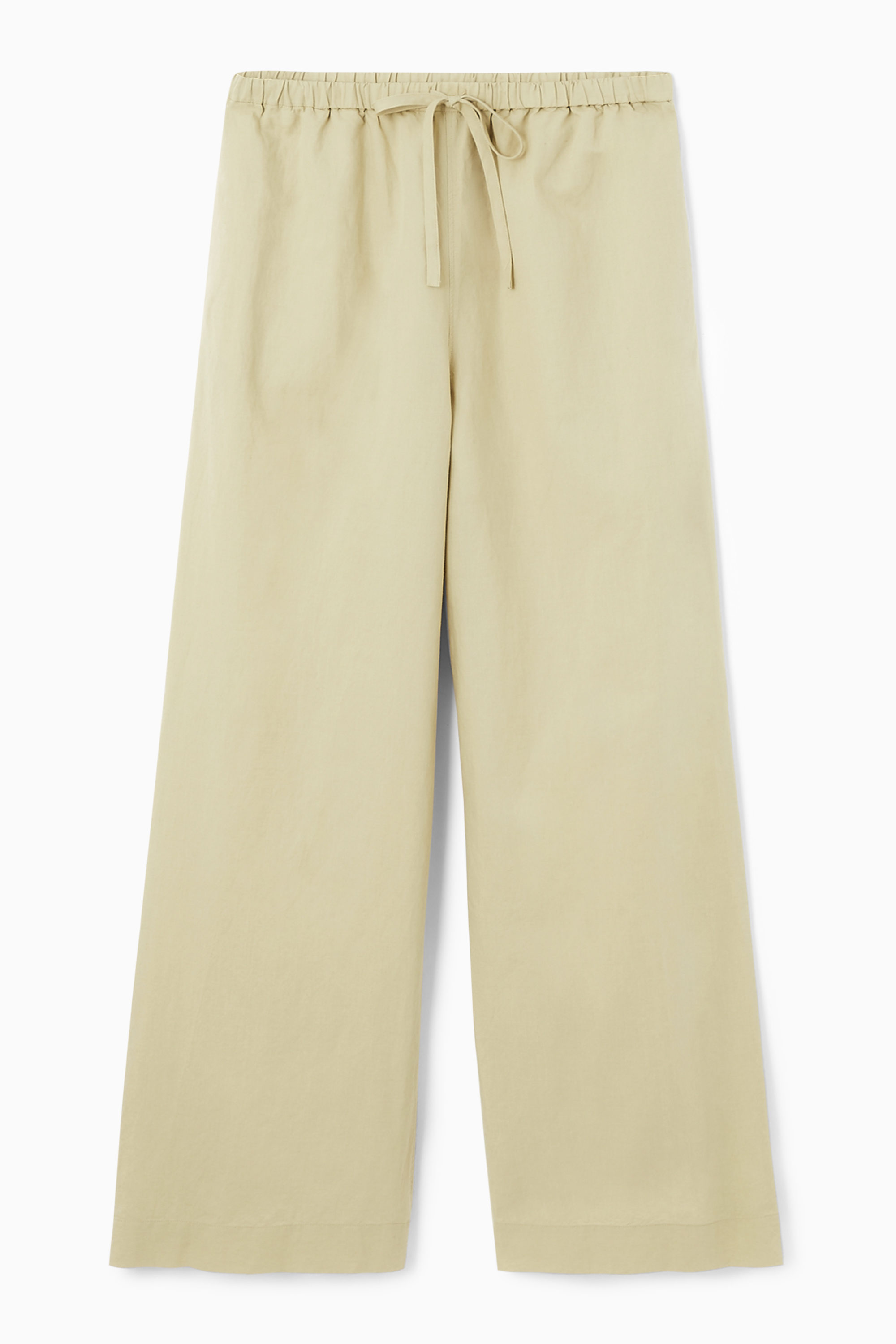 【COSYHARU】String Wide Pants WIDE-LEG LINEN DRAWSTRING PANTS - WASHED KHAKI | COS