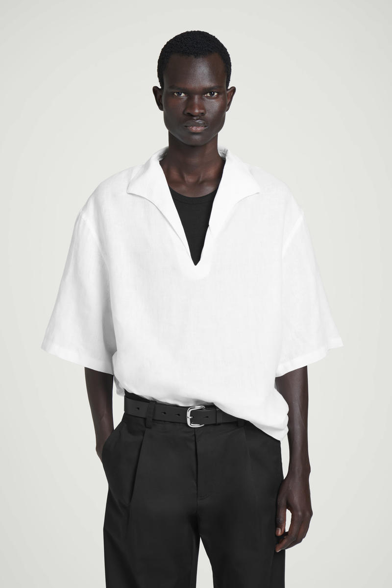 Cos Open-collar Linen Shirt